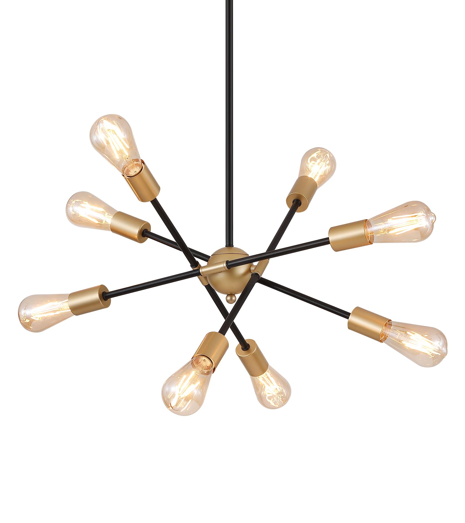 Gold Modern Sputnik Chandelier Ceiling Light Fixtures,6-Lights Industrial Metal Semi Flush Mount Ceiling Light for Bedroom Dining Room Living Room Kitchen Hallway UL Listed