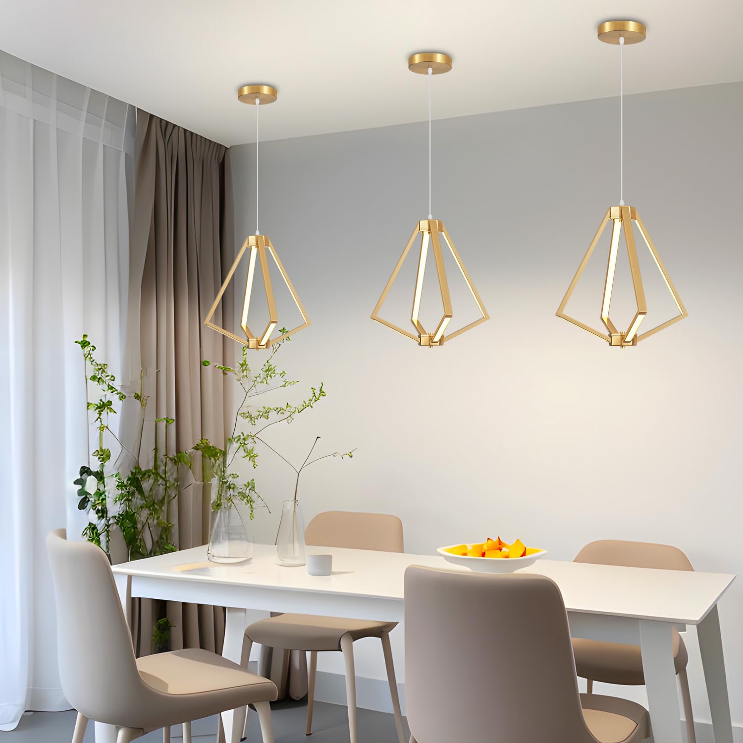 Modern LED Chandelier Dimmable 2 Ring Gold Pendant Light Acrylic 34W 4000K Height-Adjustable Modern Chandelier for Dining Room Living Room Bedroom Kitchen Island Foyer Stairway