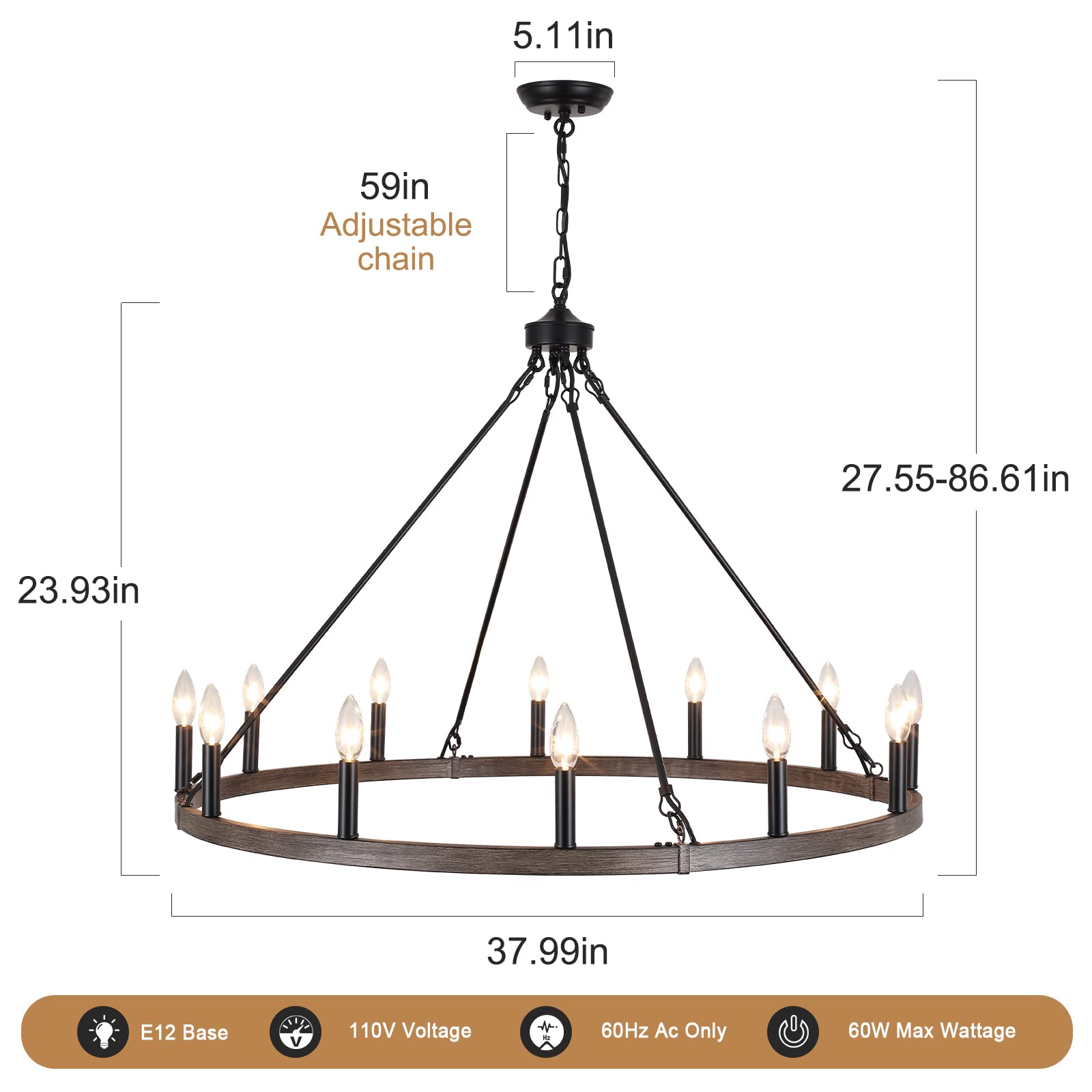 Farmhouse Chandelier for Dining Room 4 Light French County Chandelier White Wooden Rustic Pendant Light Fixtures for Hallway Foyer Living Room Entryway Kitchen Island Bedroom