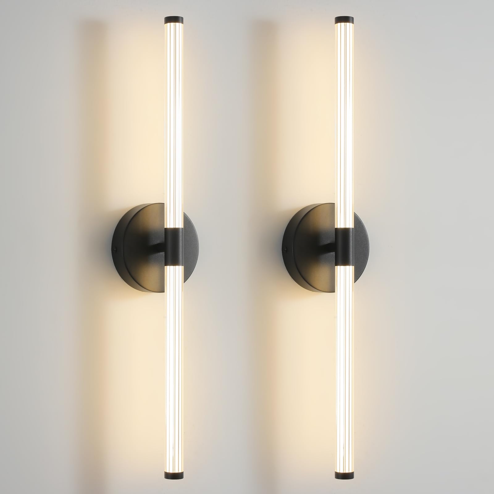 Wall Sconces Set of Two Brushed Brass Gold LED Wall Lights Modern Linear Sconces Wall Lighting Indoor Sconces Wall Decor Set of 2 Wall Lamps for Living Room Wall Scones, Wall Lights Set of 2