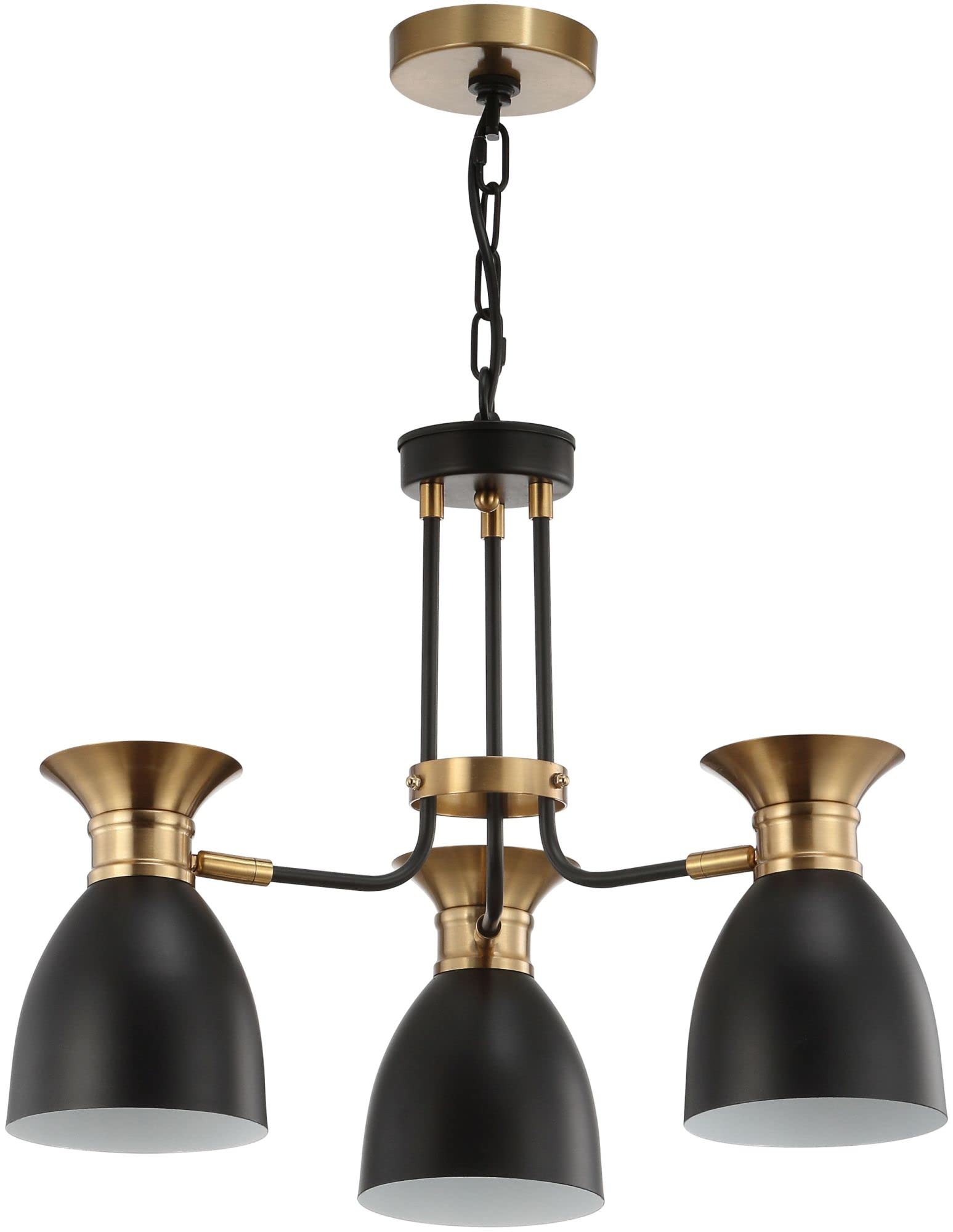 Linear 3-Light Metal LED Pendant Contemporary Dimmable Dining Room Living Room Kitchen Foyer Bedroom Hallway, Black/Brass Gold