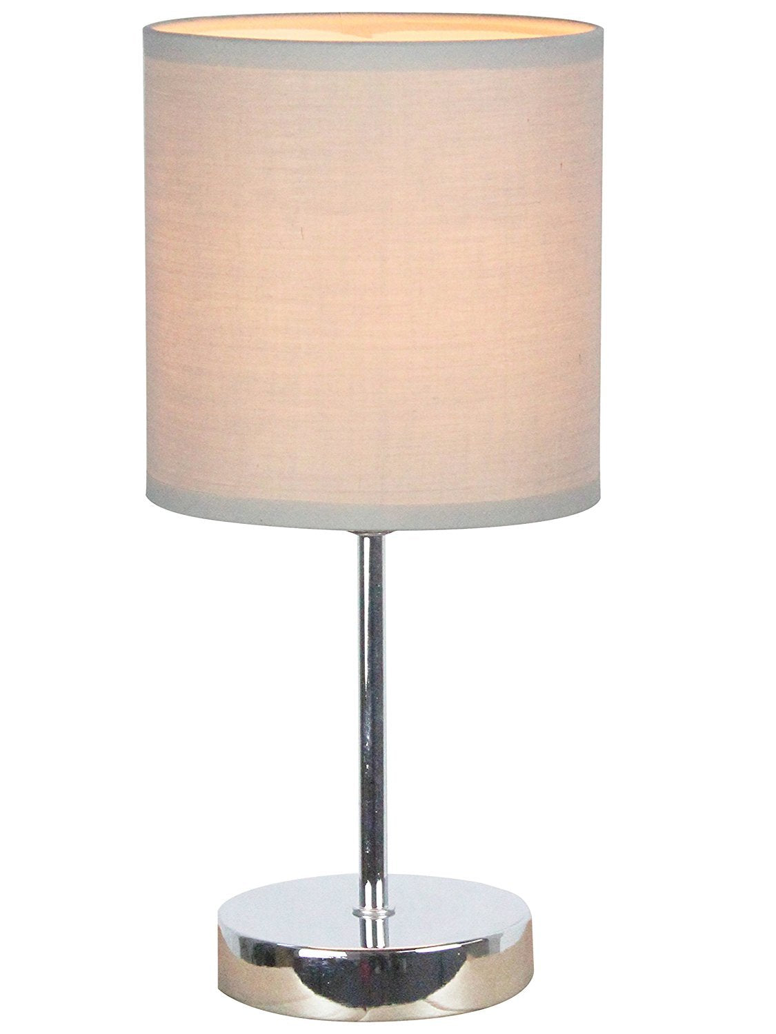 Chrome Mini Basic Table Lamp with Fabric Shade, White