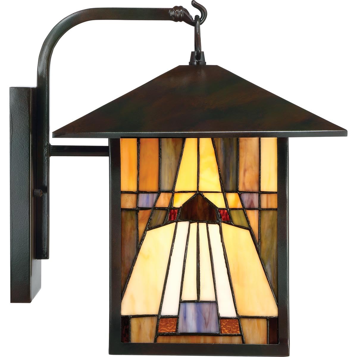 Classic Geometric Handcrafted Mission Outdoor Wall Sconce, 1-Light 100 Watt, 11" H x 7" W, Valiant Bronze