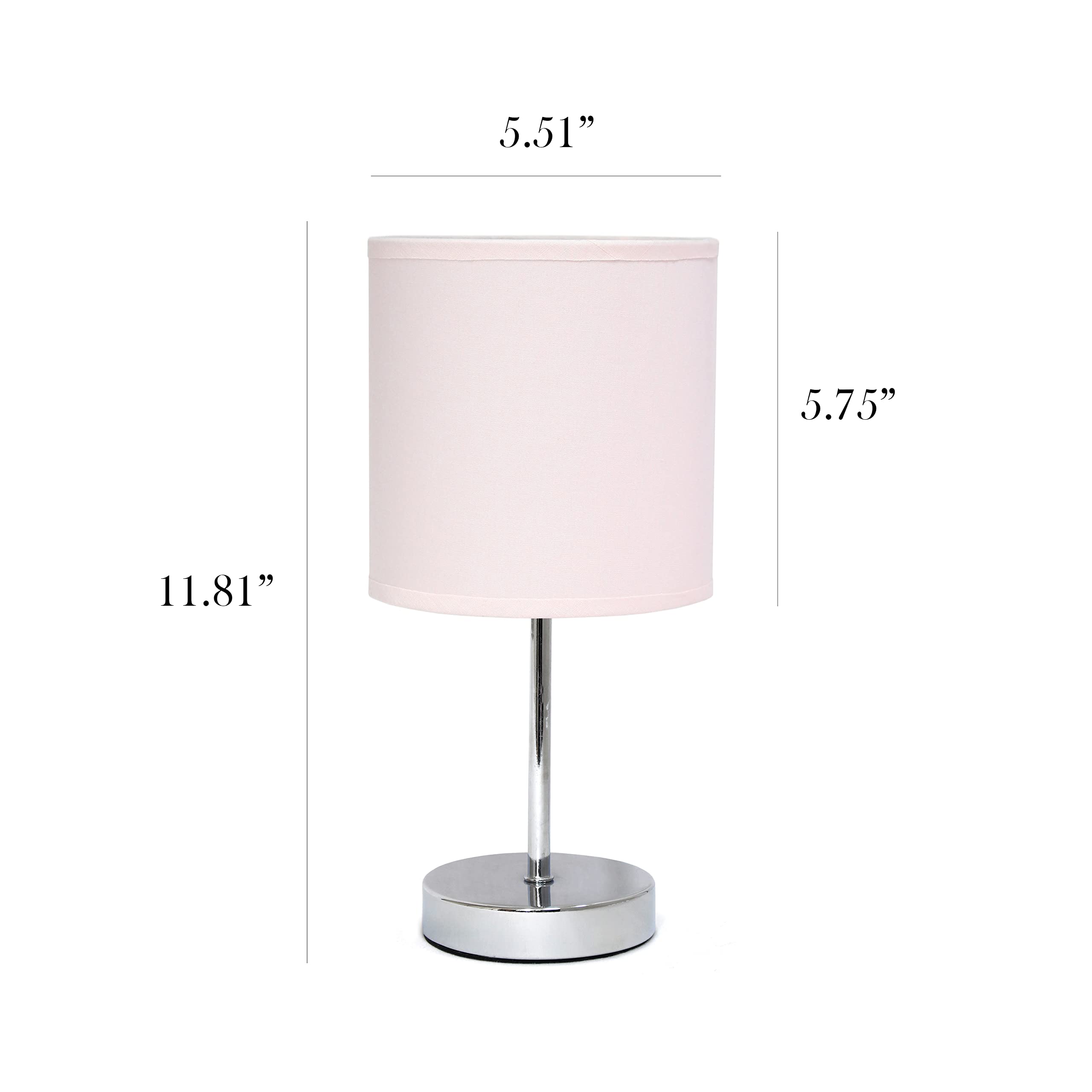 Chrome Mini Basic Table Lamp with Fabric Shade, White