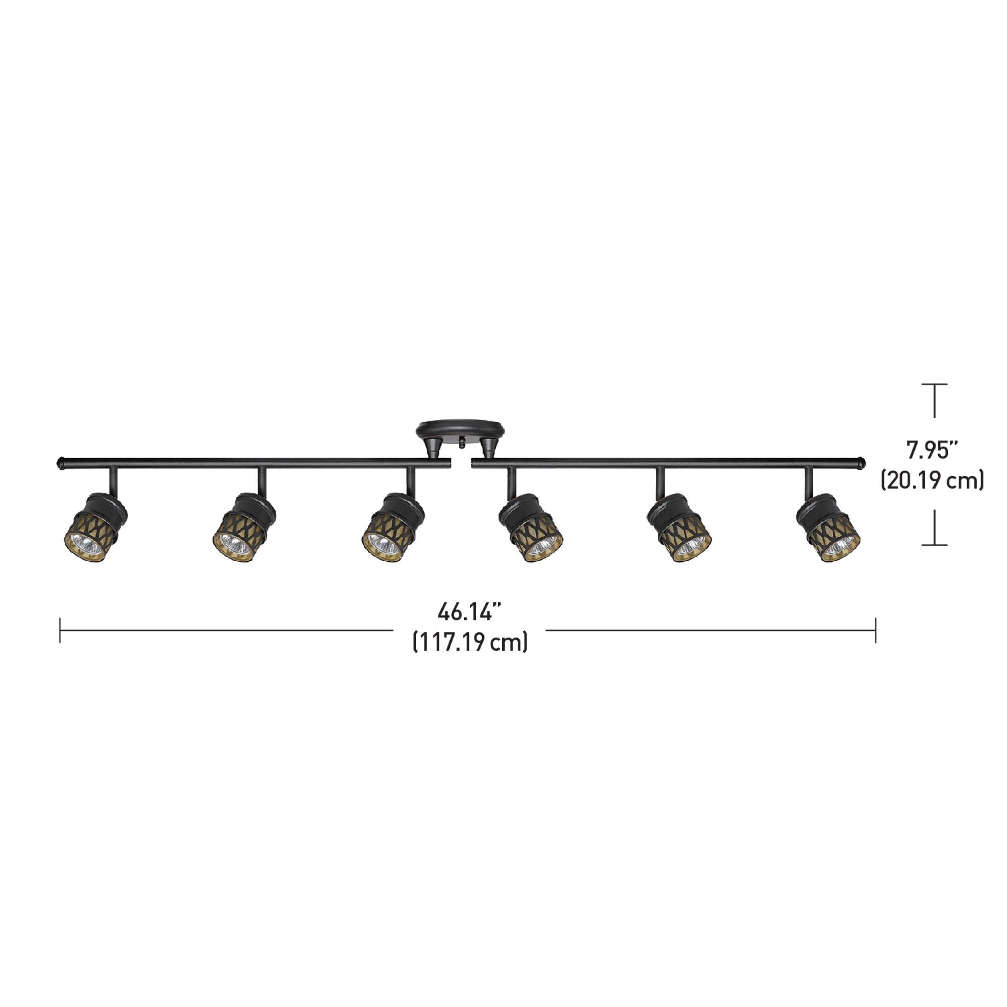 4-Light Track Lighting, Bronze, Oil Rubbed Finish, Champagne Glass Track Heads, Bulbs Included, 465 Lumen