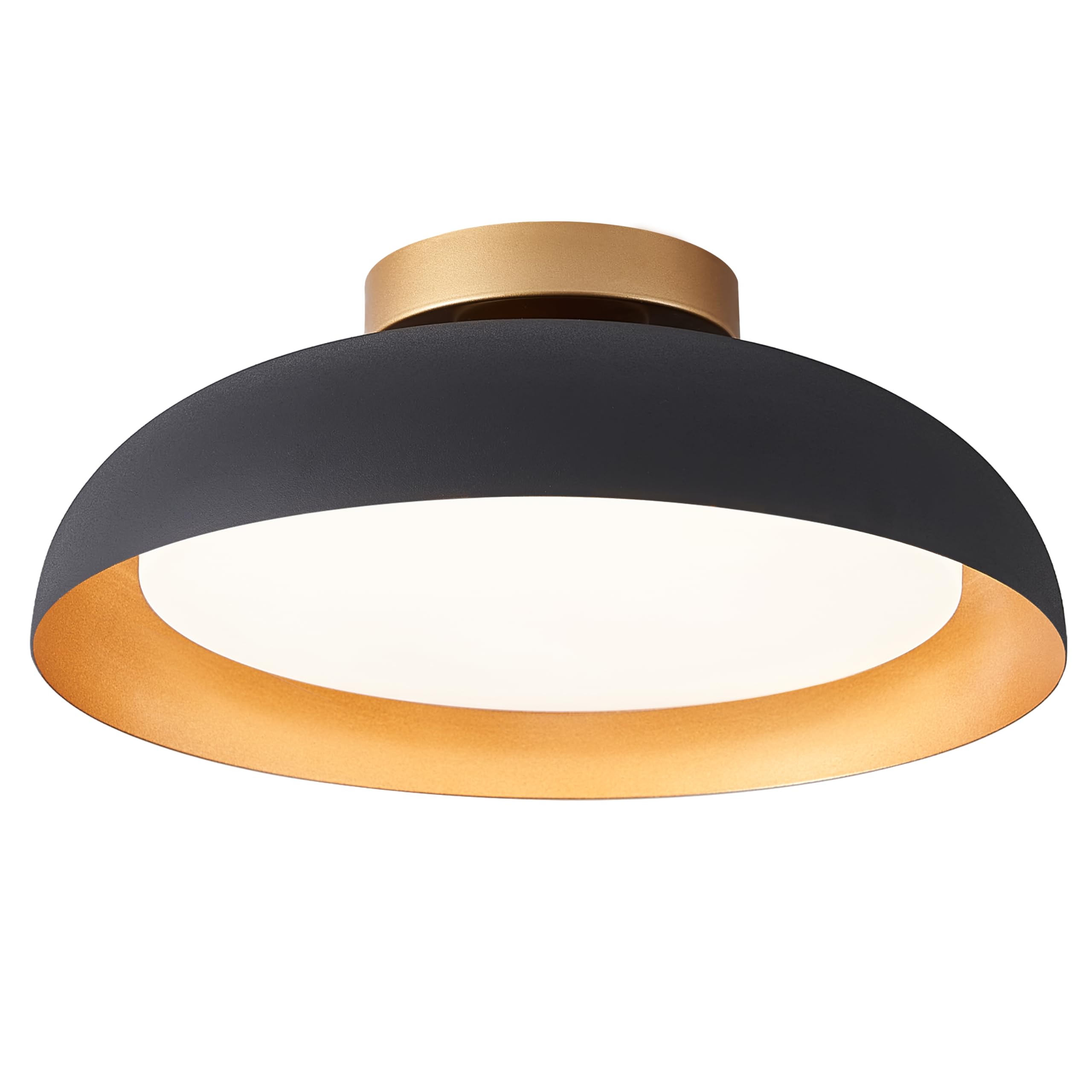 Flush Mount Ceiling Light,12.5 inch LED Ceiling Light Fixture,Matte Black with Gold Inside,3000K/Warm White/18W(100w Equiv.),Dimmable Outdoor Lighting Fixtures Ceiling for Bedroom and Hallway