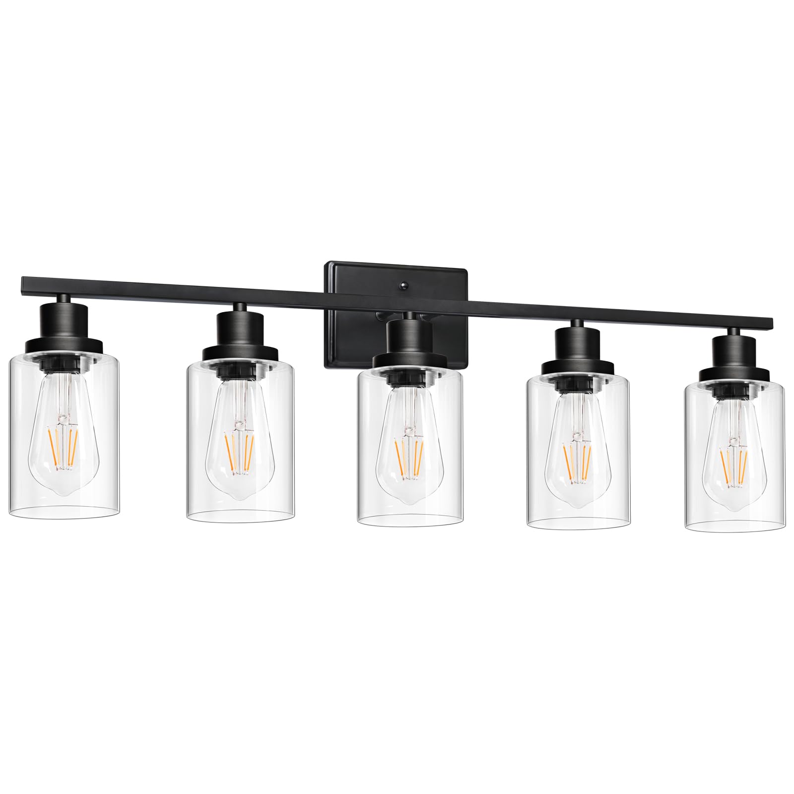 Ascher Bathroom Vanity Light Fixtures, 3 Light Wall Sconces Lighting with Clear Glass Shade, Brushed Nickel Wall Lights for Mirror, Kitchen, Living Room, Gallery, E26 Base (Bulbs Not Included)