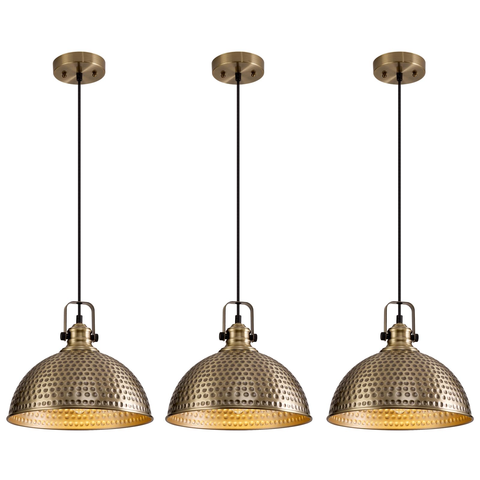 Black Pendant Lights Kitchen Island Industrial Pendant Light Fixtures Dome Kitchen Island Lights Metal Shade Modern Pendant Lighting for Bar Farmhouse Dining Room Bedroom Hallway（3 Packs）