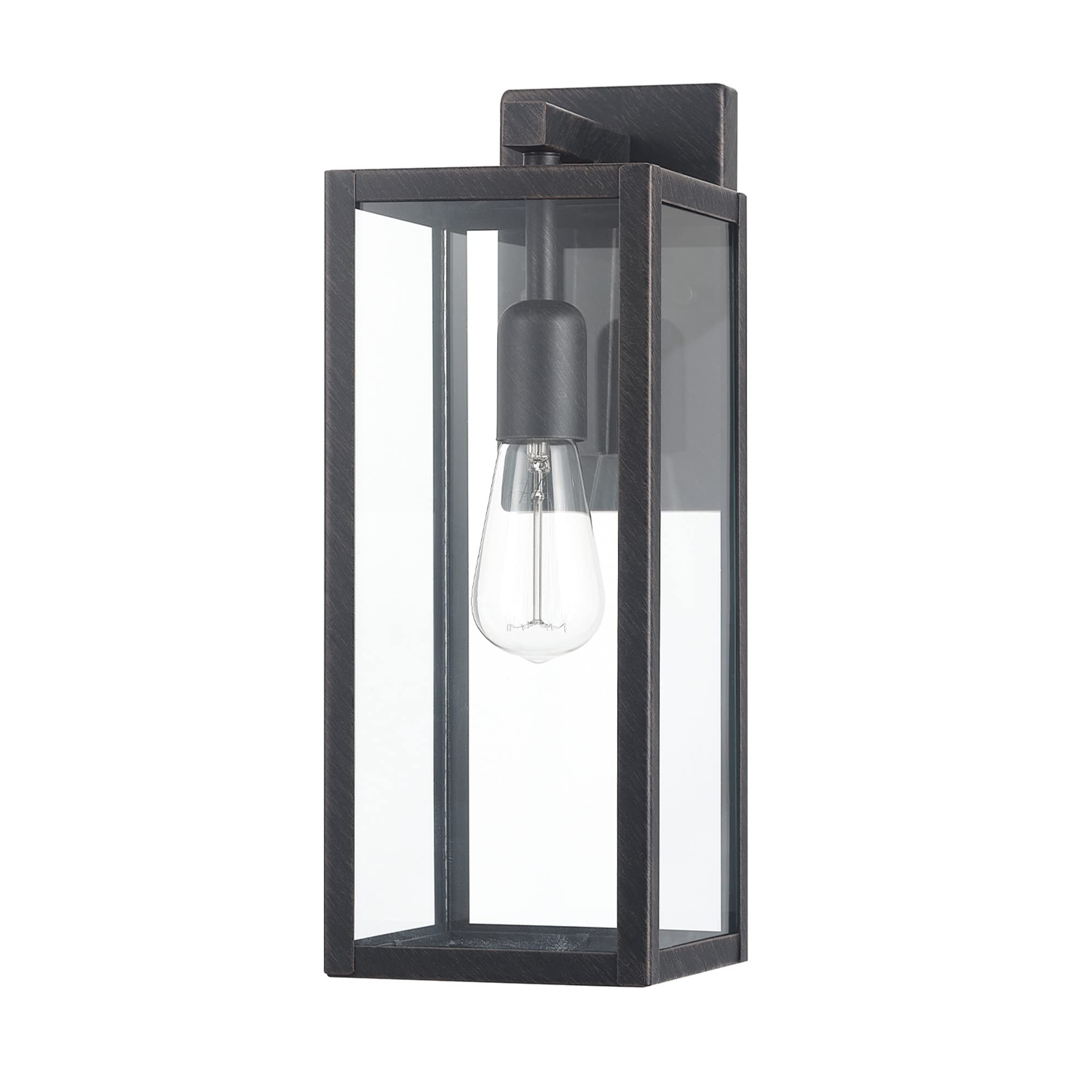 1-Light Outdoor Indoor Wall Sconce, Matte Black, Clear Glass Shade 16