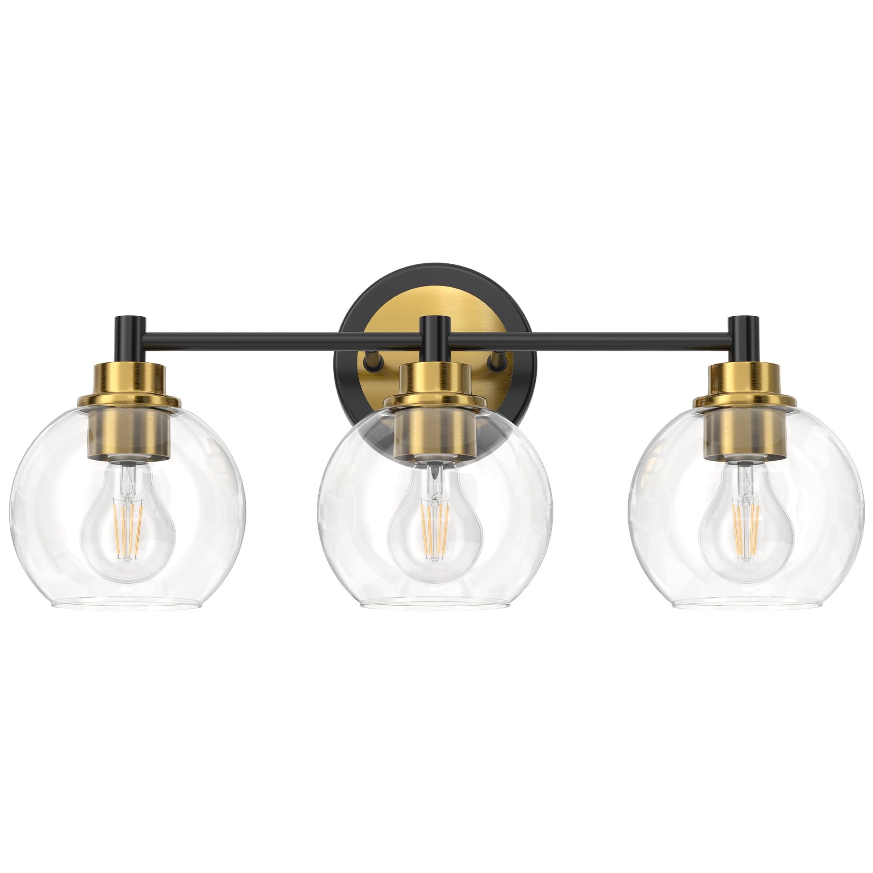 Bathroom Light Fixtures, 2-Light Bathroom Vanity Light with Globe Glass Shades E26 Sockets, Bathroom Lights Over Mirror for Bedroom Hallway Living Room, Gold Finish