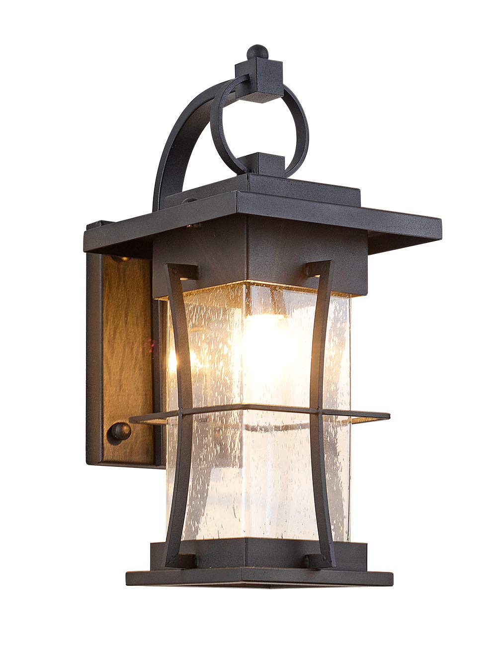 Oil Rubbed Bronze Outdoor Light Sconces Wall Mount Matte Brown Outdoor Wall Lamp Large Exterior Porch Wall Lantern with Seeded Glass 15" Outside Lights for House, Front Door, Patio, Backyard