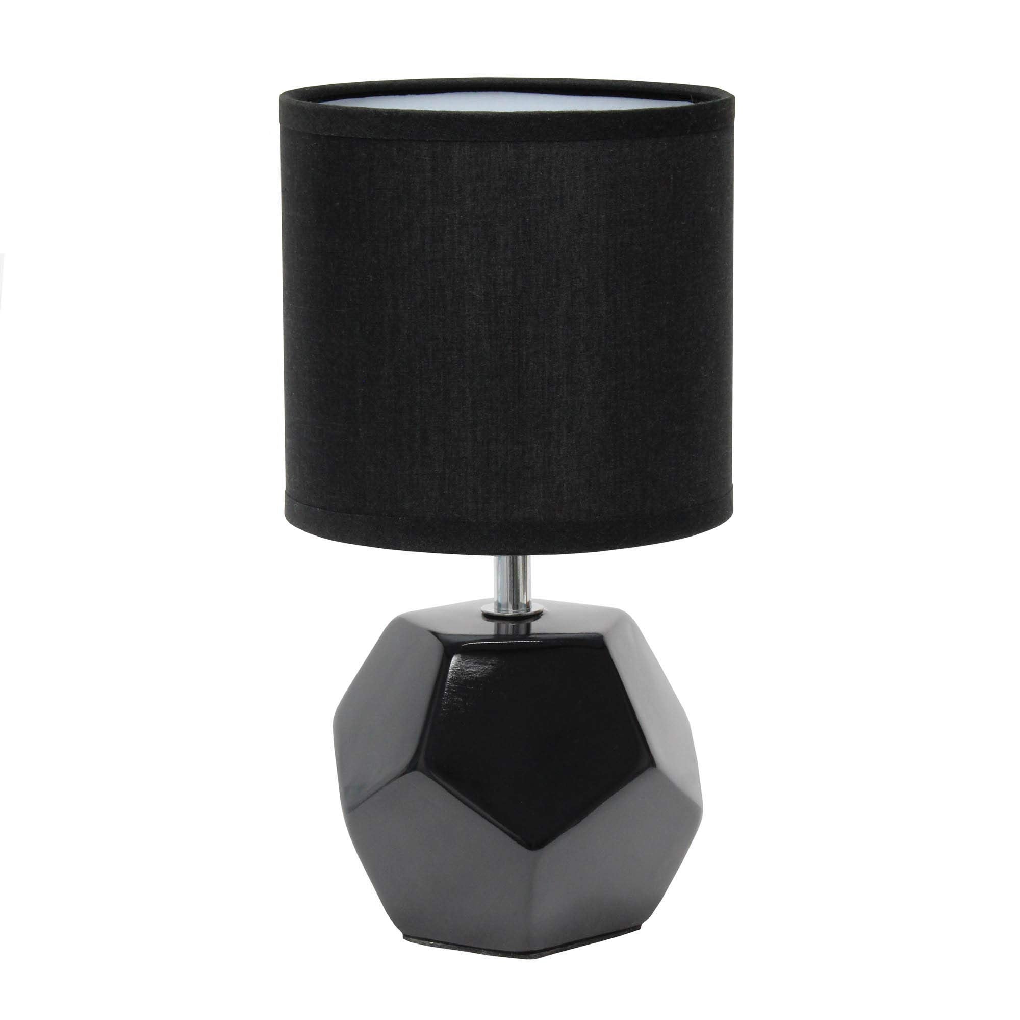 Round Prism Mini Table Lamp with Matching Fabric Shade, Gray