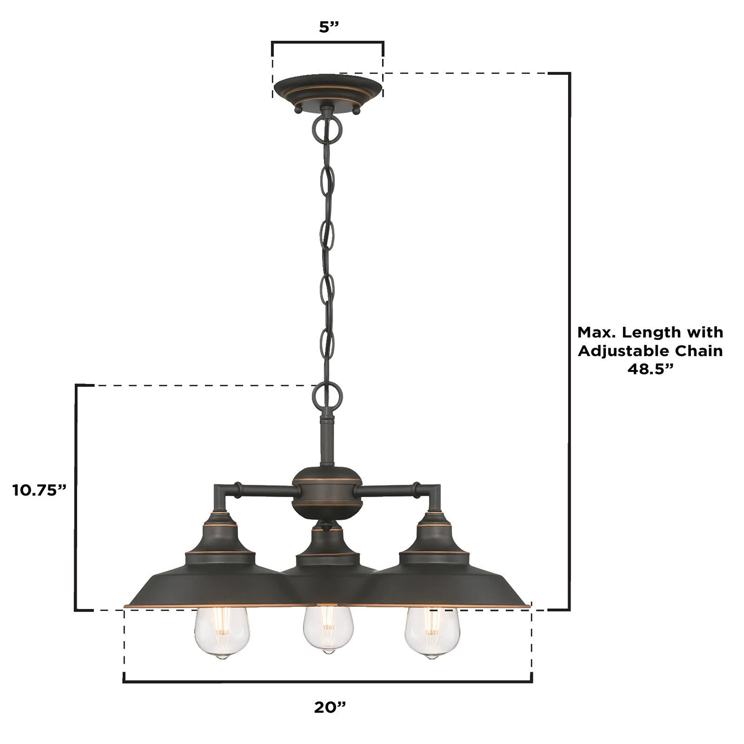 Four-Light Indoor Iron Hill Chandelier, 4, Oil Rubbed Bronze with Highlights