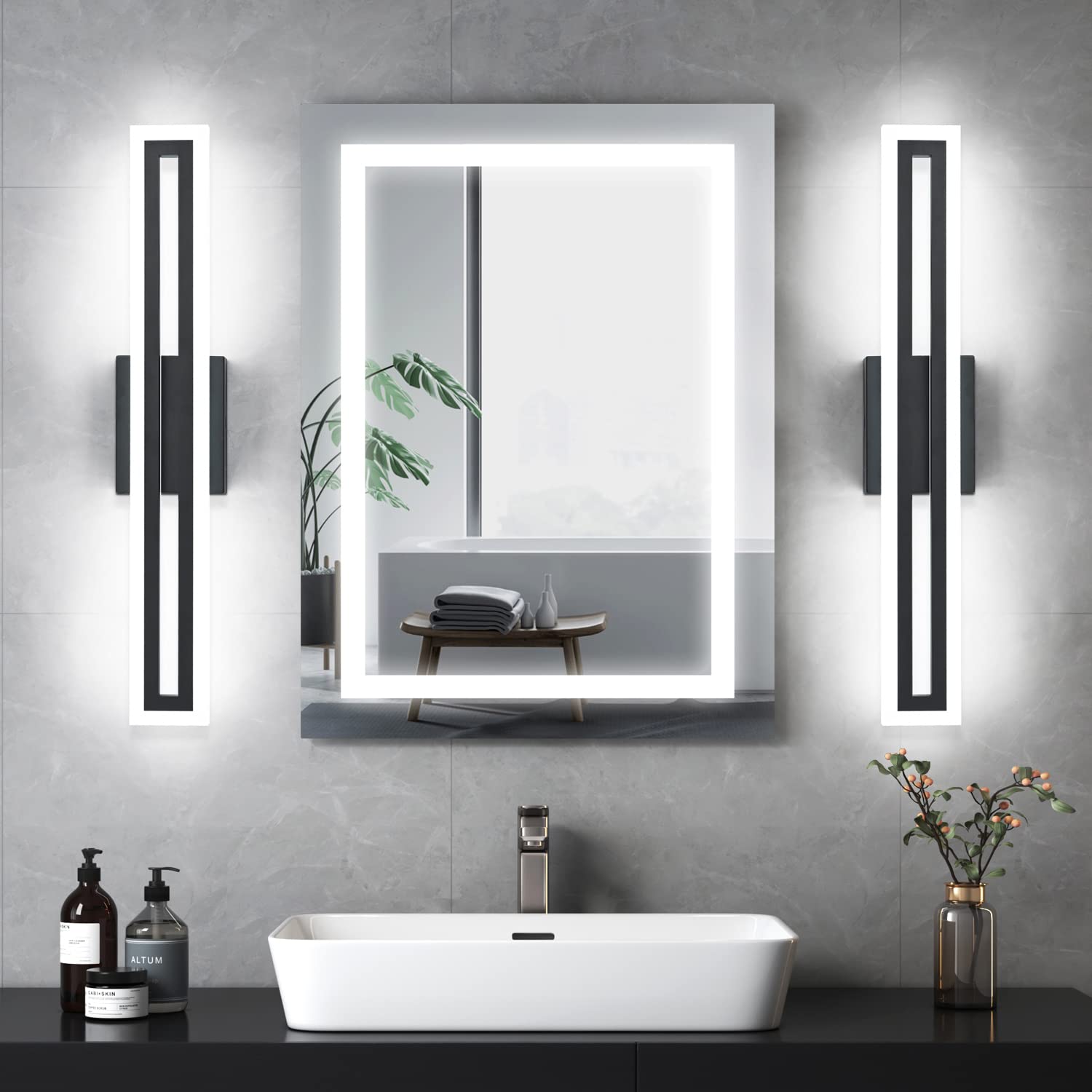 LED Vanity Light Bathroom Vanity Light,31.8 Inch Bathroom Lights Over Mirror 6000K Brushed Nickle