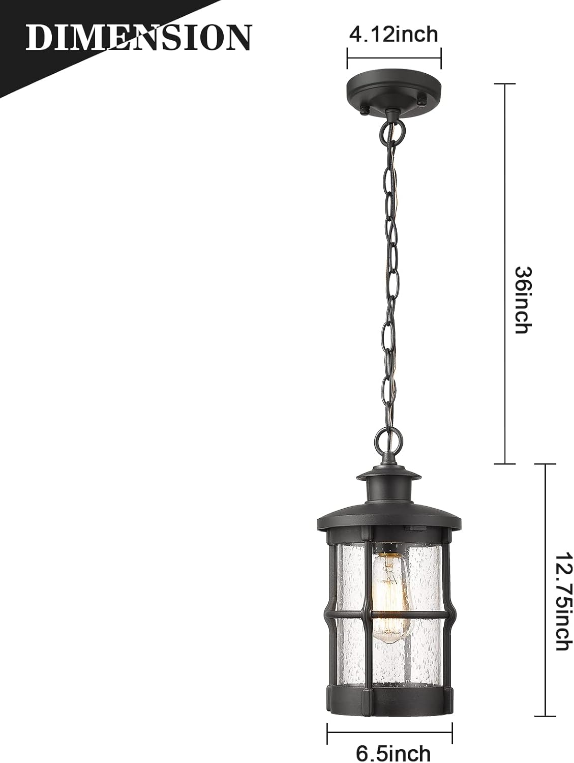 Outdoor Pendant Hanging Light, Exterior Pendant Lantern, Outdoor Pendant Lights, Outdoor Pendant Lamp Fixture for Porch, Patio, Entryway