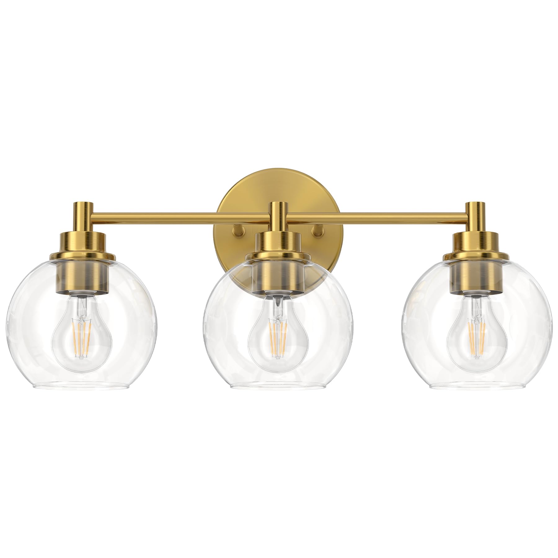 Bathroom Light Fixtures, 2-Light Bathroom Vanity Light with Globe Glass Shades E26 Sockets, Bathroom Lights Over Mirror for Bedroom Hallway Living Room, Gold Finish