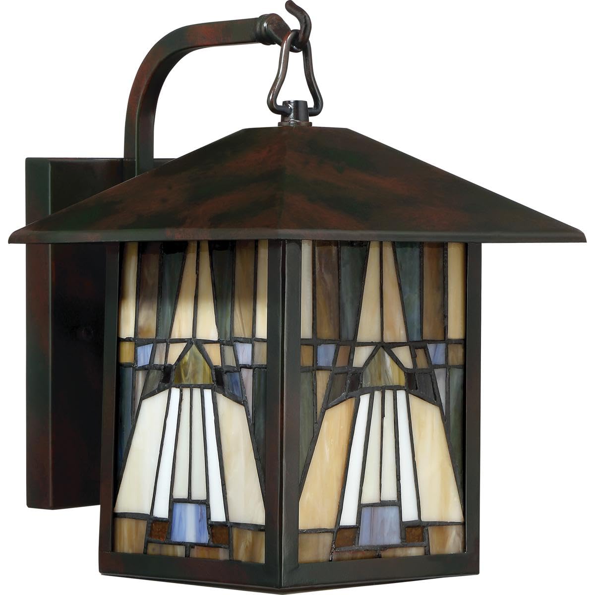 Classic Geometric Handcrafted Mission Outdoor Wall Sconce, 1-Light 100 Watt, 11" H x 7" W, Valiant Bronze