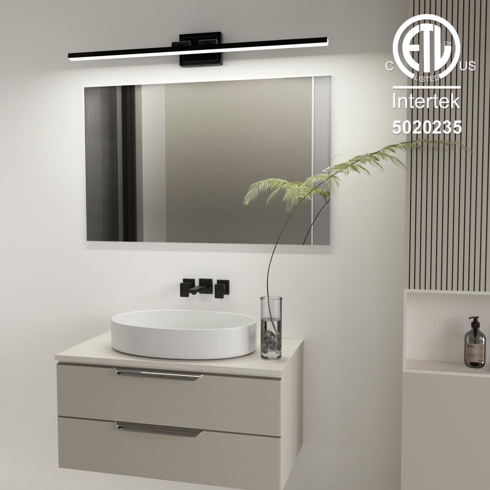 Modern Bathroom Vanity Light 24 inch, Rotatable, 14W Dimmable 5CCT Led Bathroom Light Fixture Over Mirror, Black Bar Vanity Light for Bathroom Mirror Restroom-ETL Certificated