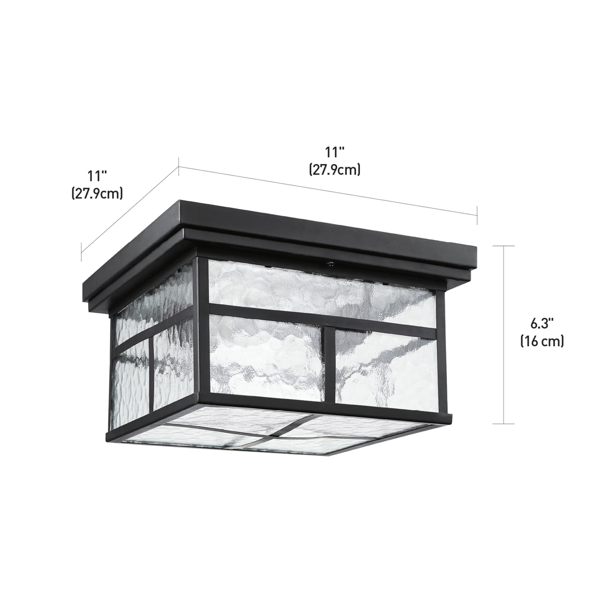 1-Light Outdoor/Indoor Semi-Flush Mount Ceiling Light, Oil Rubbed Bronze, Clear Seeded Glass Shade, Bulb Not Included