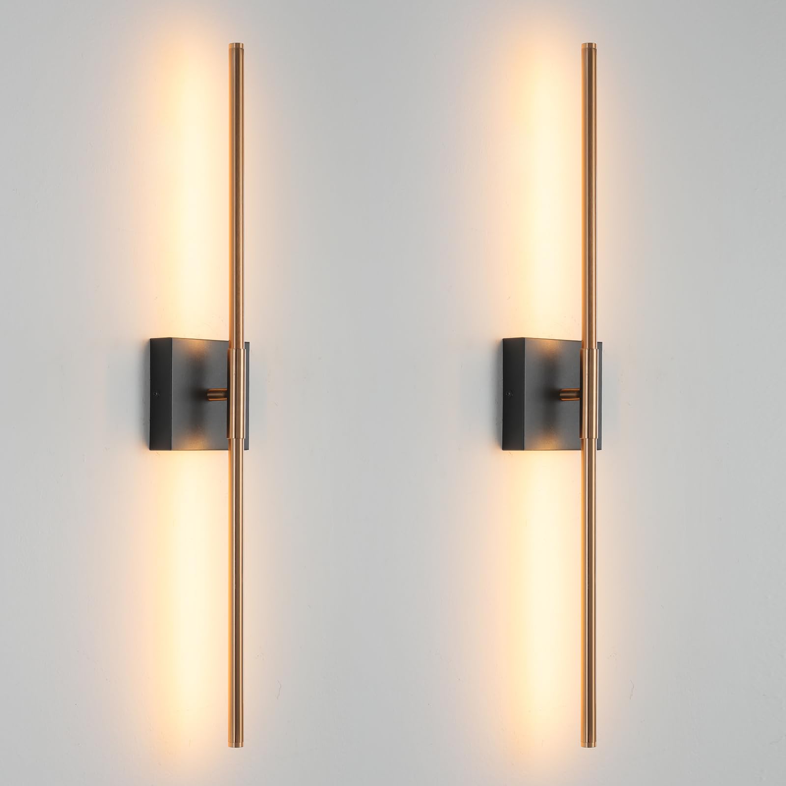 Brushed Gold LED Wall Sconces Set of 2 with Warm White Light