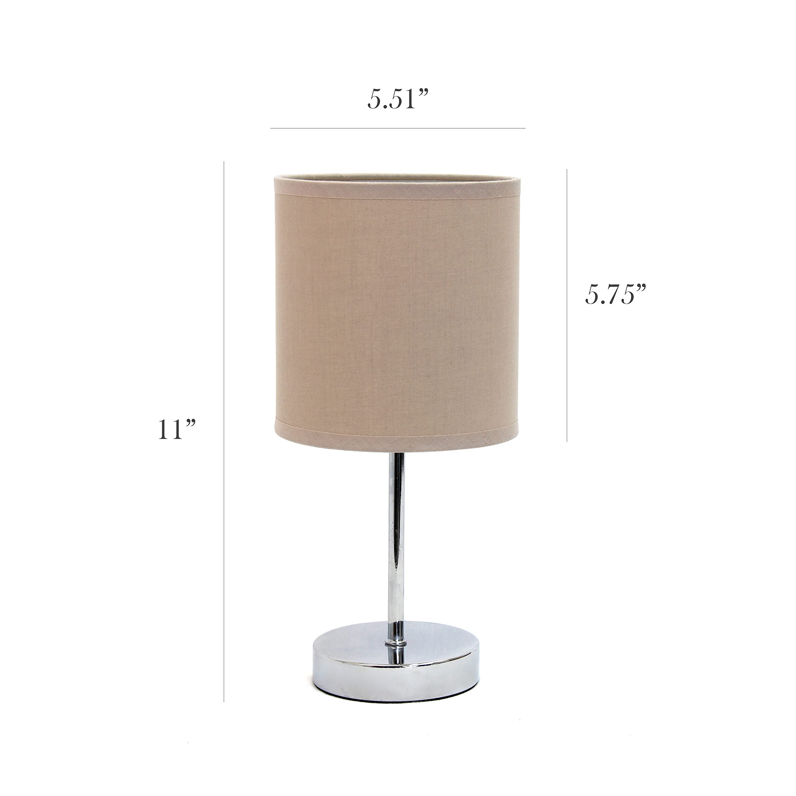 Chrome Mini Basic Table Lamp with Fabric Shade, White