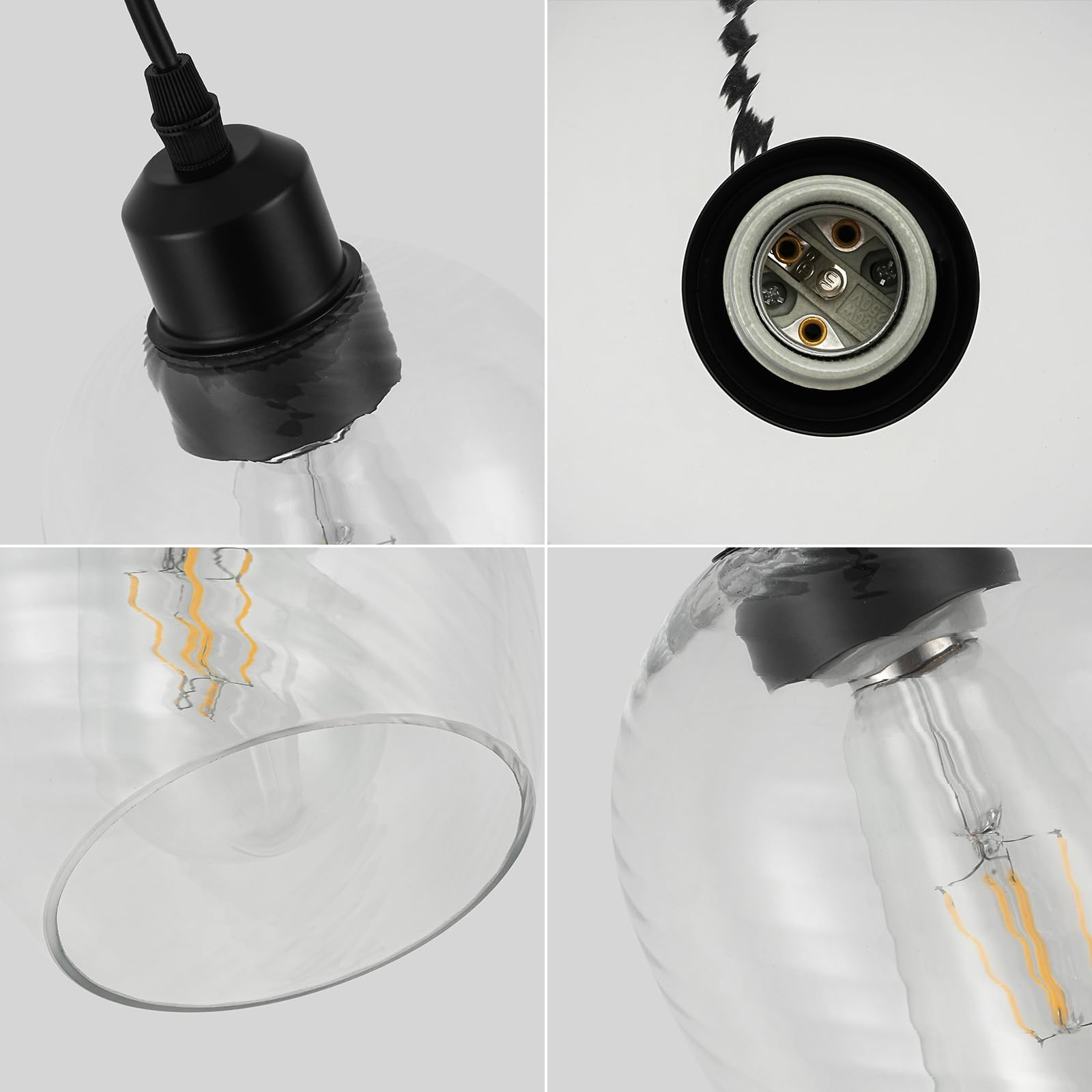 Modern Pendant Light Fixture Farmhouse Hanging Light with Clear Glass Shade, Industrial Black and Gold Pendant Lighting for Kitchen Island Dining Room Bedroom