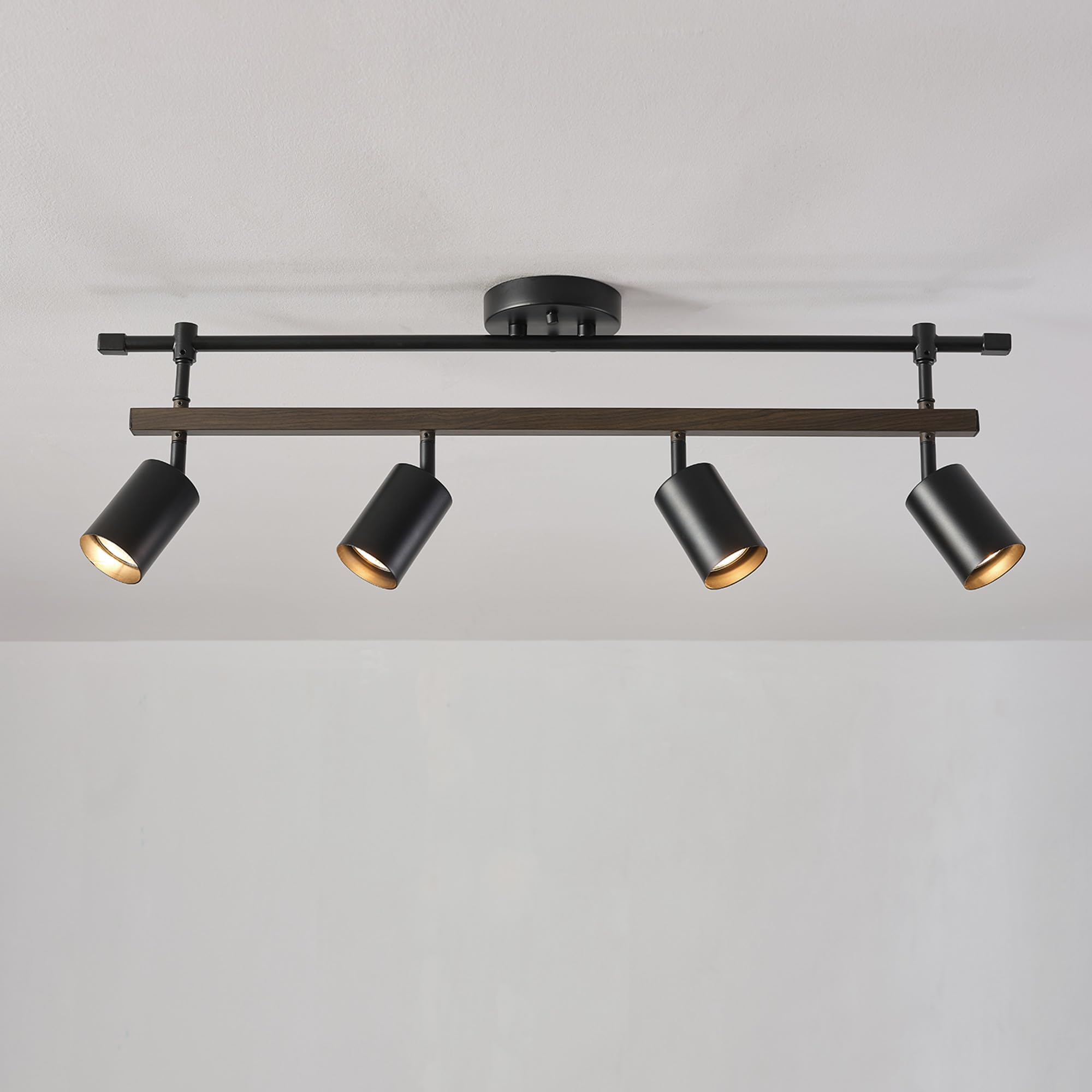 5-Light Track Lighting, Center Swivel Bar, Matte Black, Ceiling Light, Track Light Heads, Pivot Shades, Track Ceiling Light, Track Lighting Kit, 5 Bulb Kitchen Light