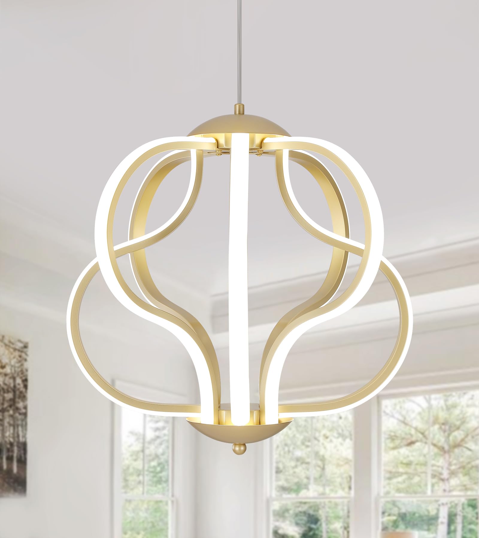 Modern Led Chandelier,Chrome Hanging Pendant Lights for Dining Room Foyer Entryway Kitchen Living Room 8 Lights