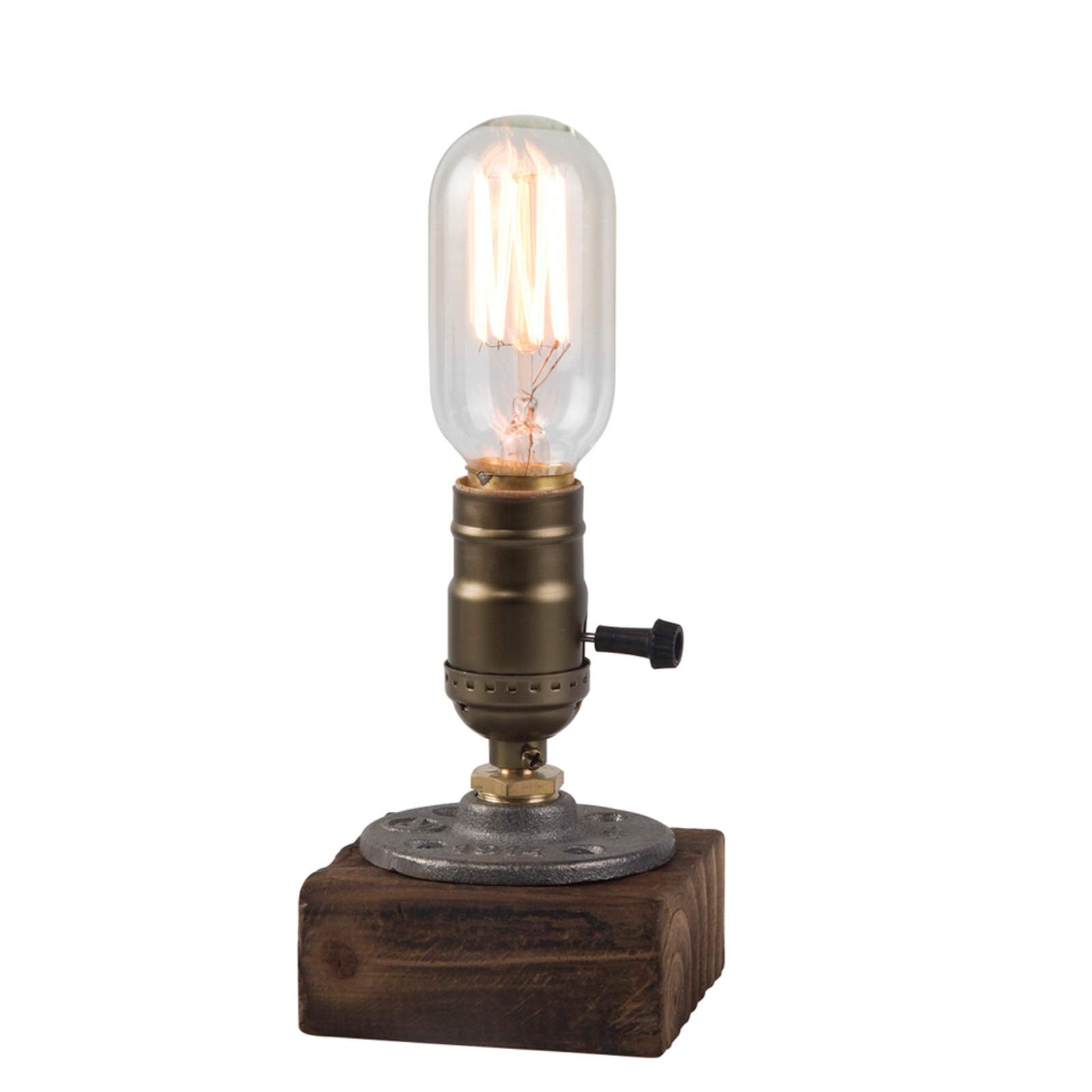 Vintage Table Lamp, Industrial Desk Lamp Small Retro Bedside Lamp with ON/Off Switch E26 Lamp Holder for Home Lighting Decor, Cafe Bar, Studio Antique Decor(Without Bulb)