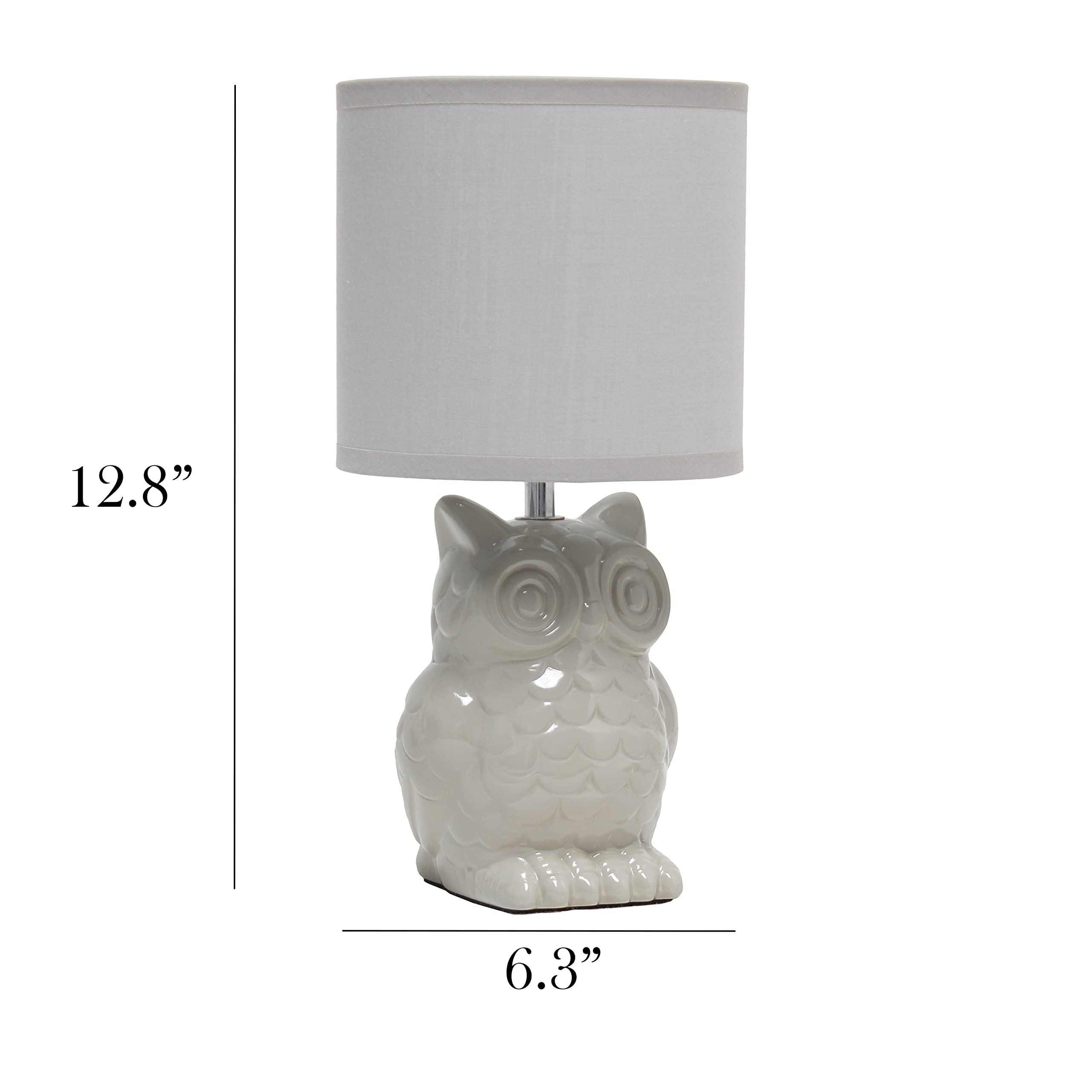 12.8" Tall Contemporary Ceramic Owl Bedside Table Desk Lamp w Matching Fabric Shade for Decor, Bedroom, Nightstand, Living Room, Entryway, Kids' Room, Nursery, Sage Green