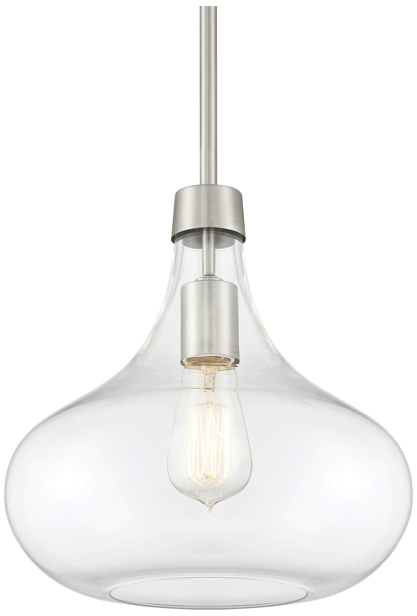 Euro Design Pendant Light Fixture - Single Bulb, Clear Glass Shade, Mini Gold Pendant Light for Kitchen Islands, Living Rooms, Bedrooms, Dining Rooms, and Foyers - 11" Wide, 11" High