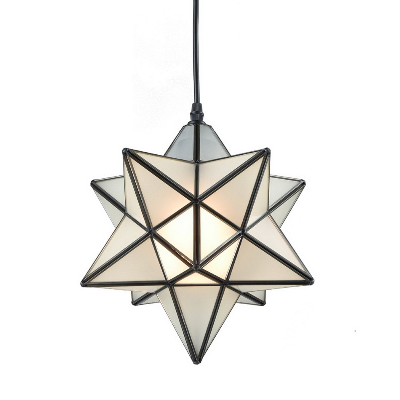 Modern Moravian Star Gold Finish Pendant Light Clear Glass Hanging Brass Star Lights Fixture 11''