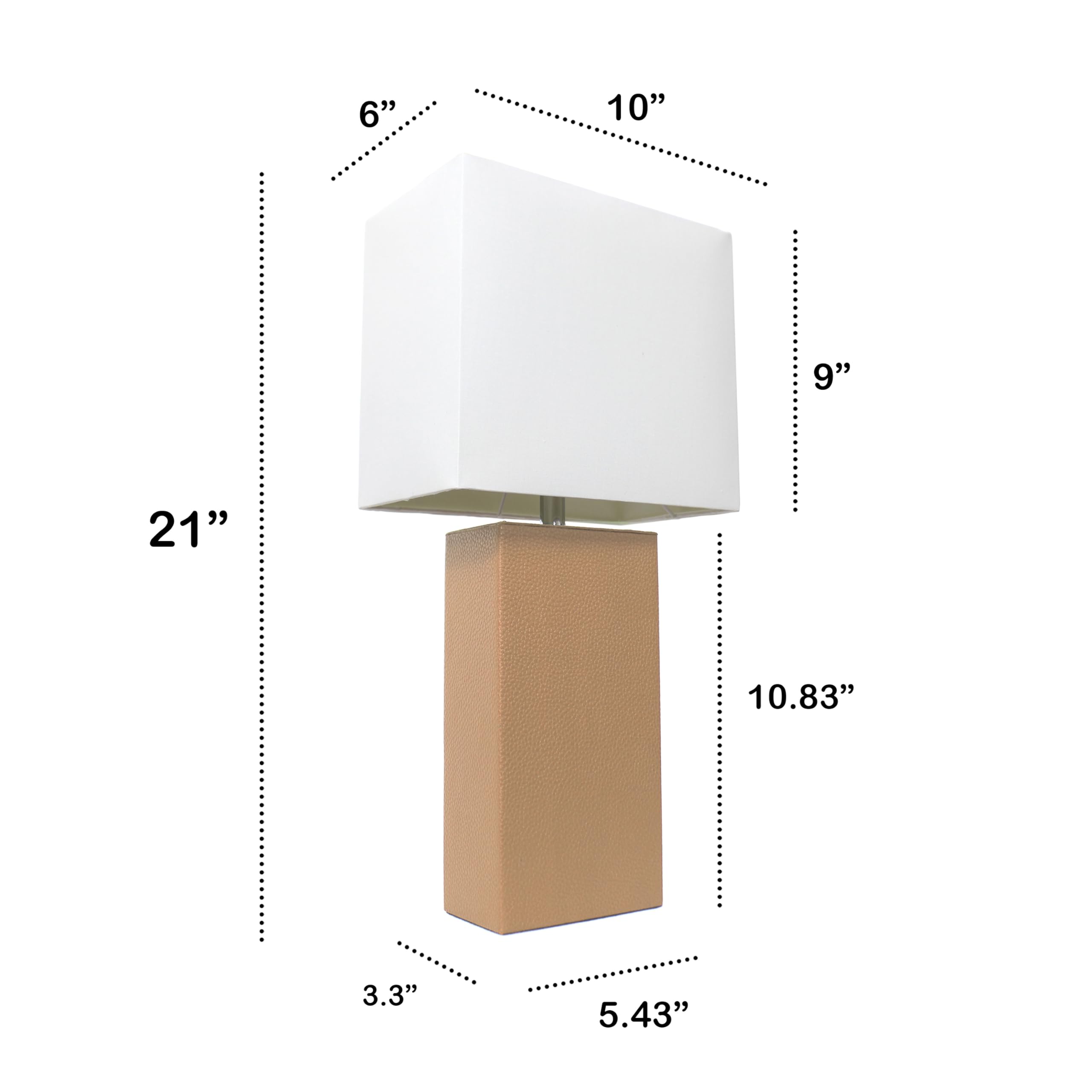 Modern Leather Table Lamp with White Fabric Shade, Gray (Pack of 1)