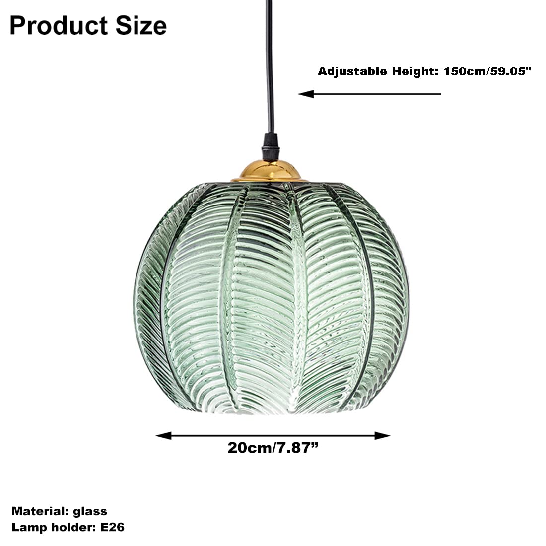 Pendant Lights Glass Pendant Lighting Kitchen Island Hand Blown 1-Light Modern Pendant Light Green Hanging Light fixtures with Glass Shade for Dining Room Bedroom Living Room