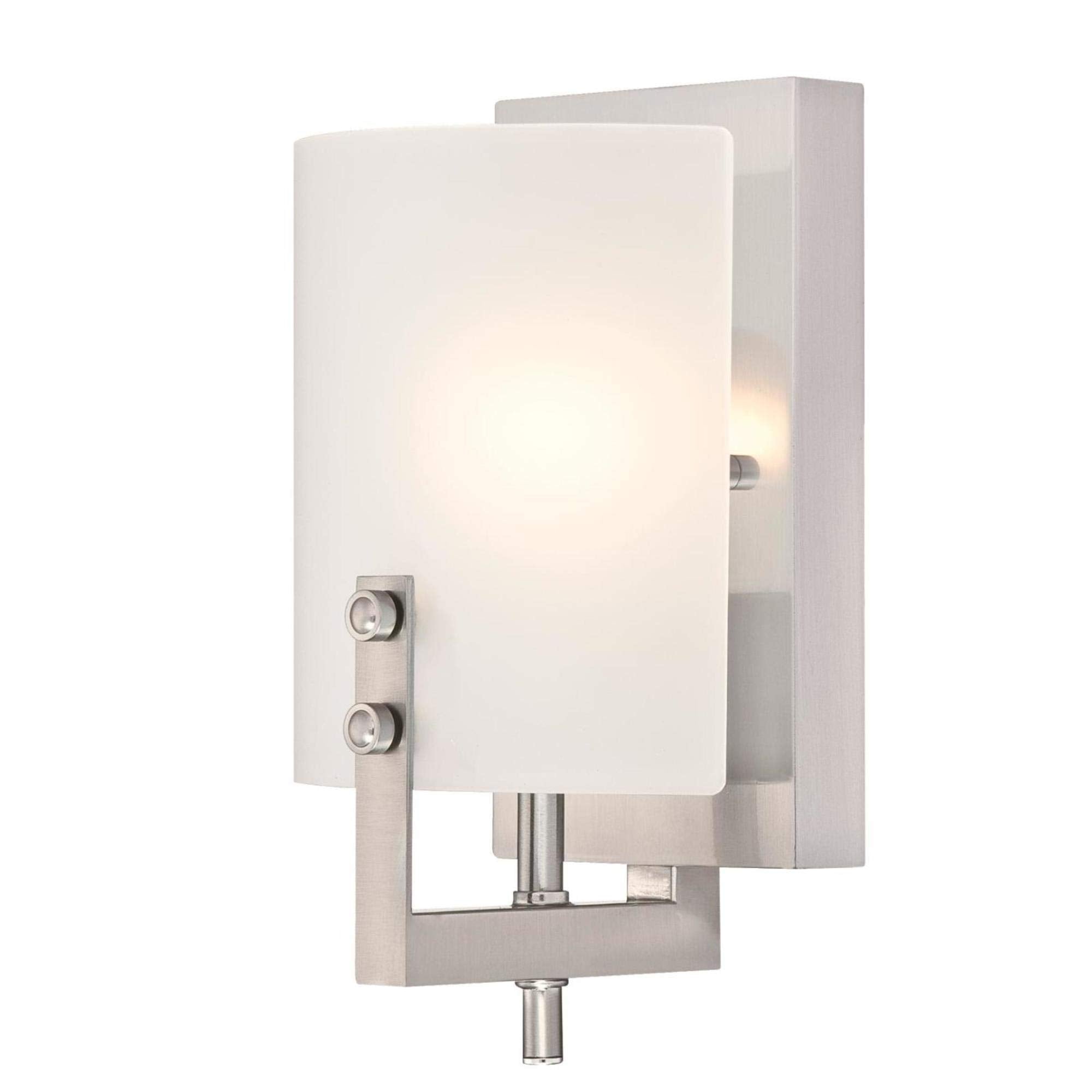 One Indoor Fixture, Finish Wall Sconce, 1-Light, Brushed Nickel Frosted Glass