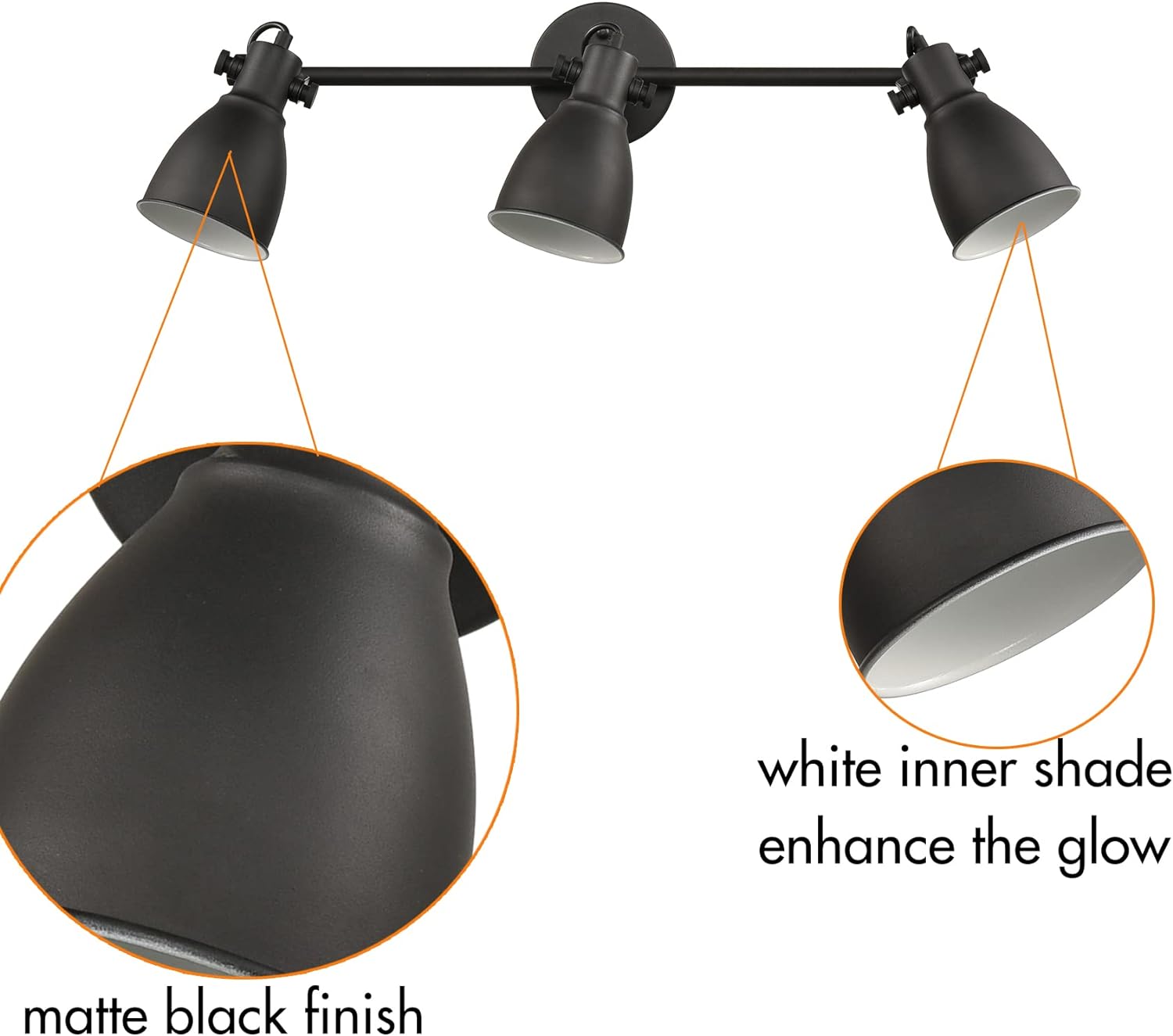 Industrial Wall Sconce Matte Black 3-Light Track Lighting Wall Mount or Ceiling Tracking Lights Metal Wall Lighting