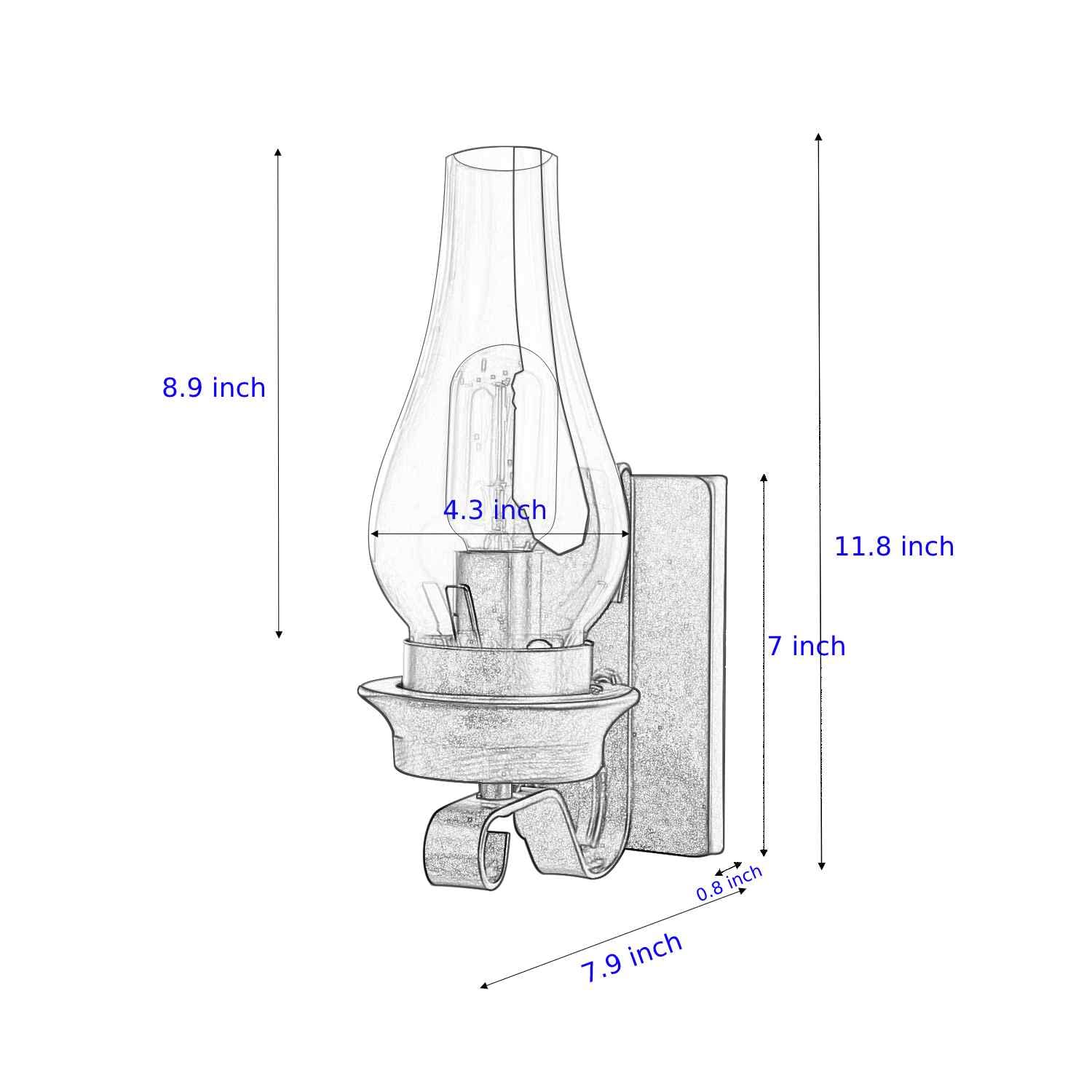 Rustic Wall Sconce Vintage Farmhouse Wall Light Fixtures Industrial Glass Wall Lamp for Cabin Bedroom Living Room Hallway Fireplace (2PCS)