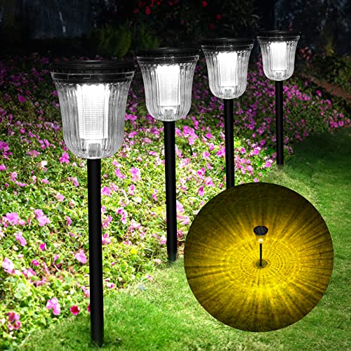 Outside Lights for Yard 6 Pack, Super Bright Solar Pathway Lights Outdoor Waterproof,Up to 14 Hrs Auto On/Off Solar Garden Lights, Solar Powered Landscape Lighting for Path Yard Garden Walkway