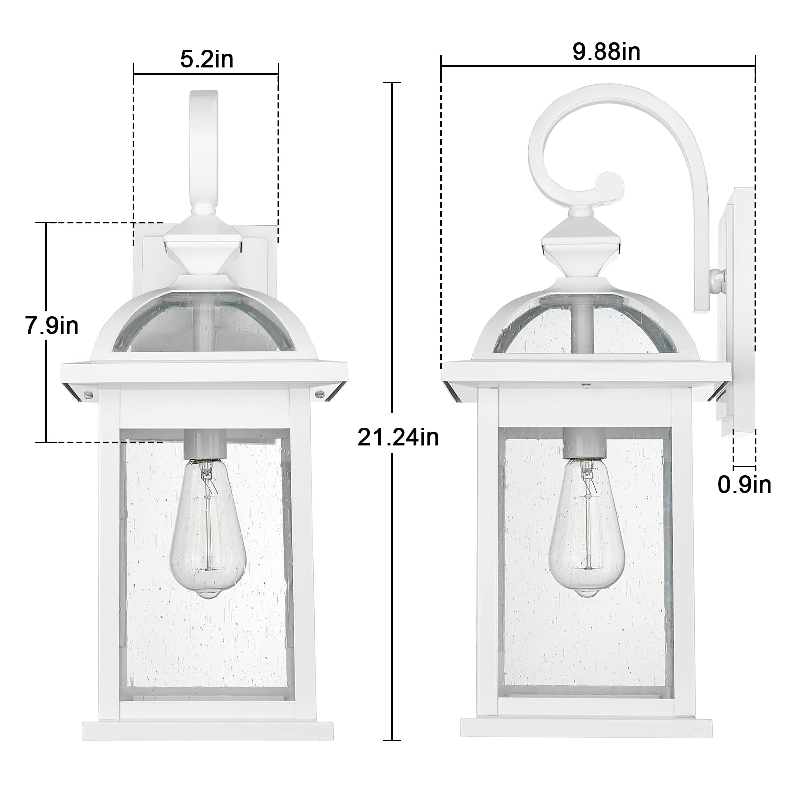 Outdoor Lights Fixtures Wall Mount, Outdoor Wall Sconce Lights with Seeded Glass Waterproof Outside Exterior Lights Fixture for House, Front Porch, Patio (1 Pack, White)