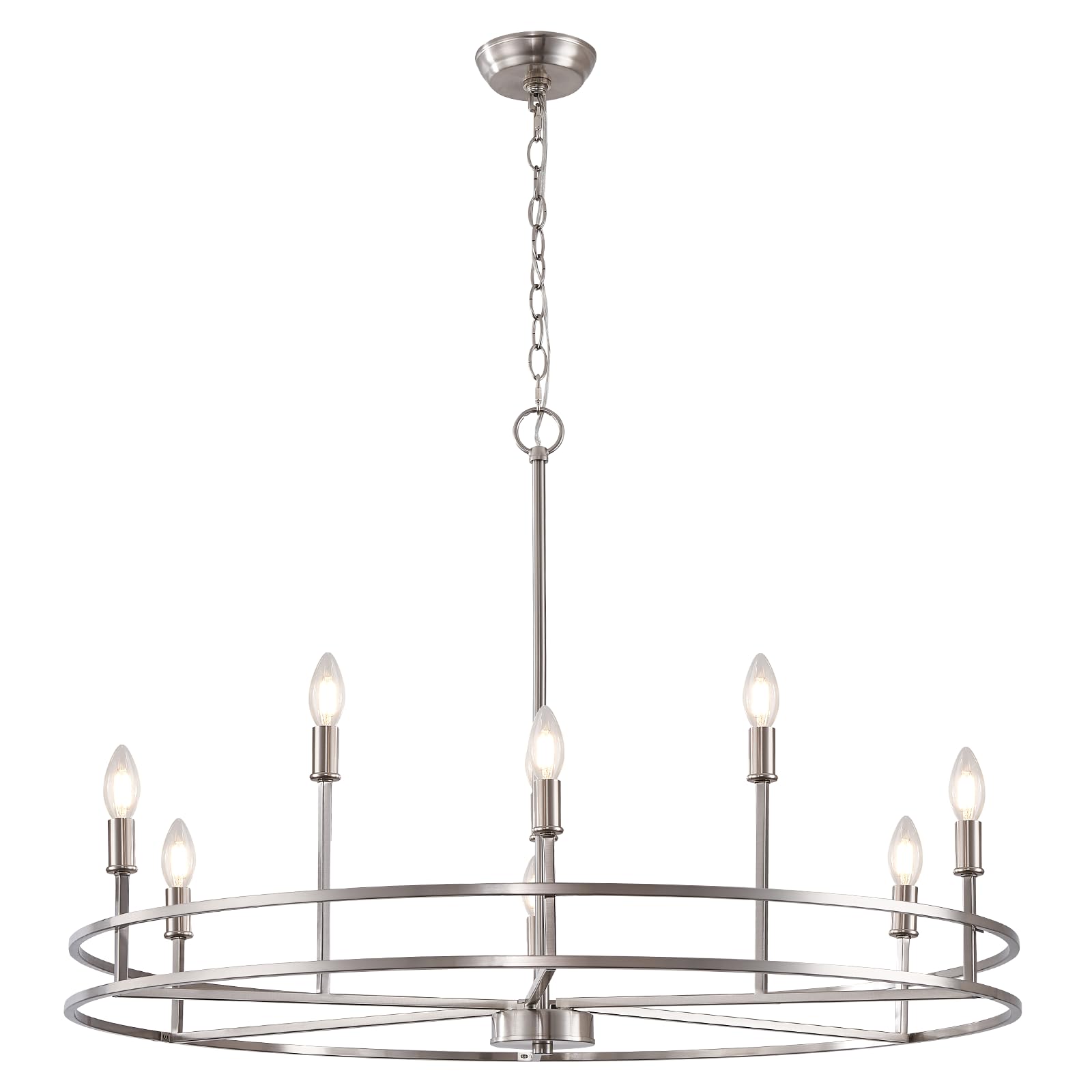 Gold Chandelier 9-Light Dining Room Chandelier Over Table Master Bedroom Chandelier Lighting Round Living Room Chandelier Light Fixture for Foyer, Bathroom, Solid Metal,35in