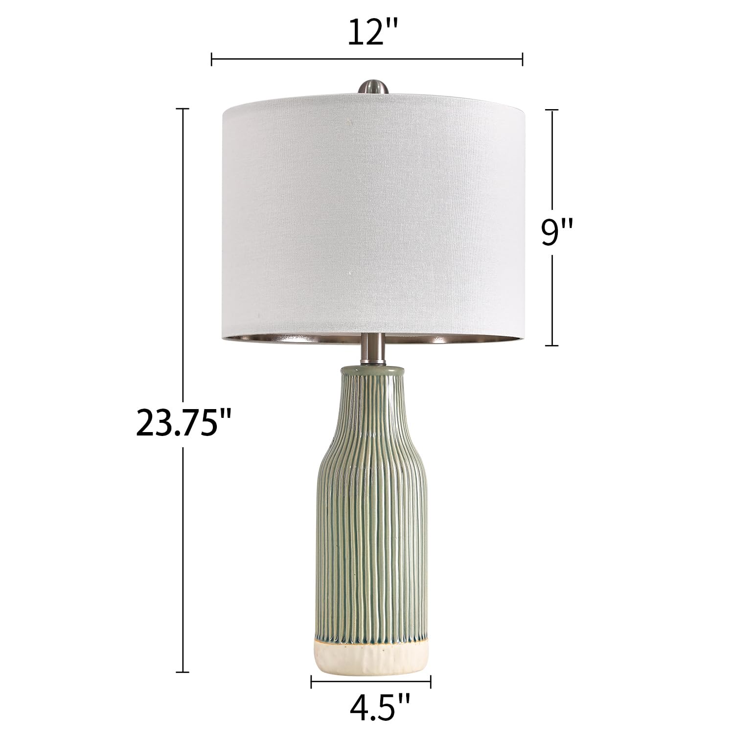 23.75" Modern Ceramic Single Table Lamp for Living Room Farmhouse Bedside Nightstand Lamp for Bedroom Home Office Dorm