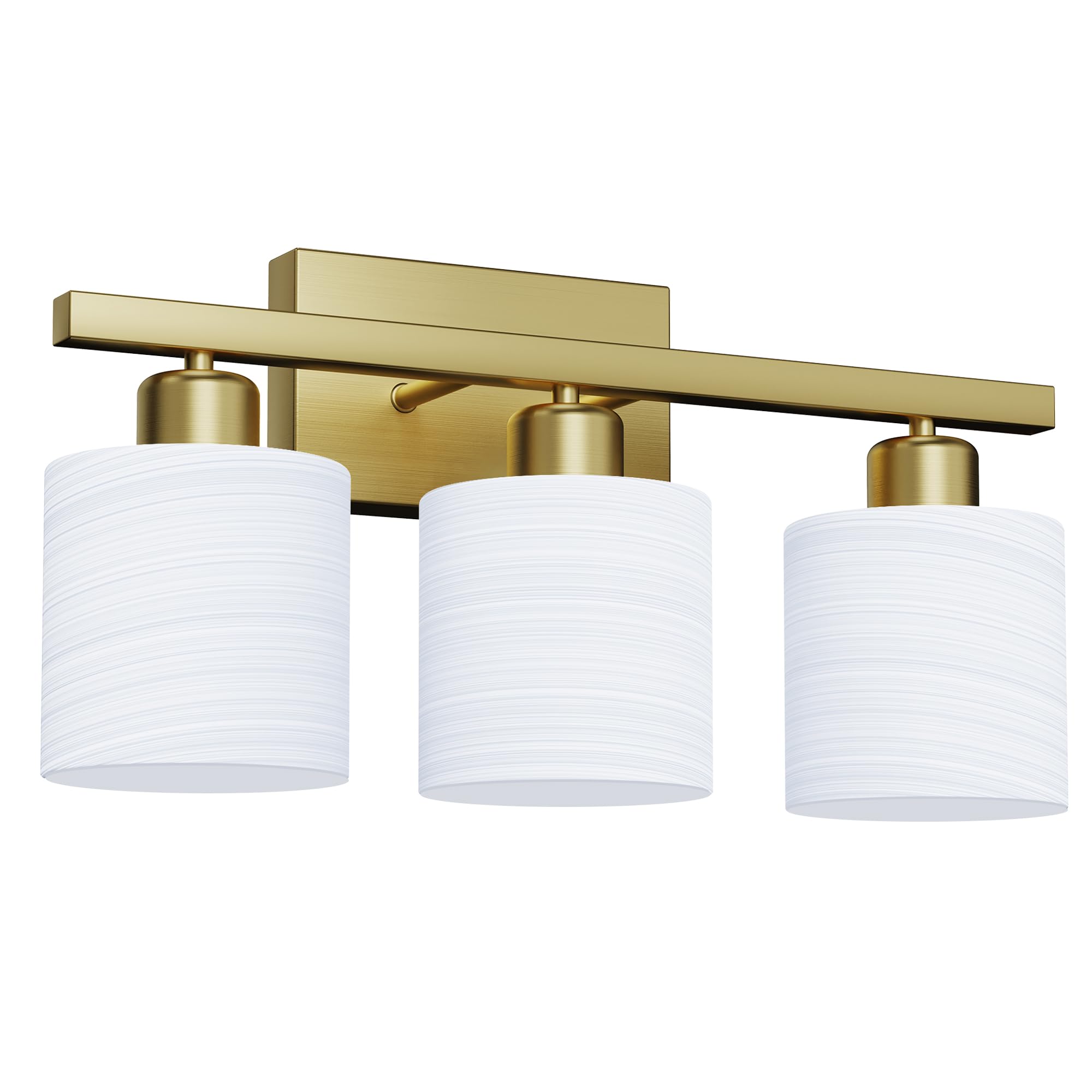 Bathroom Light Fixtures, Bathroom Lighting Fixtures Over Mirror, Classic Vanity Lights, Modern Bathroom Vanity Light with Textured Frosted Opal White Glass Shades, Brushed Nickel, 3-Light