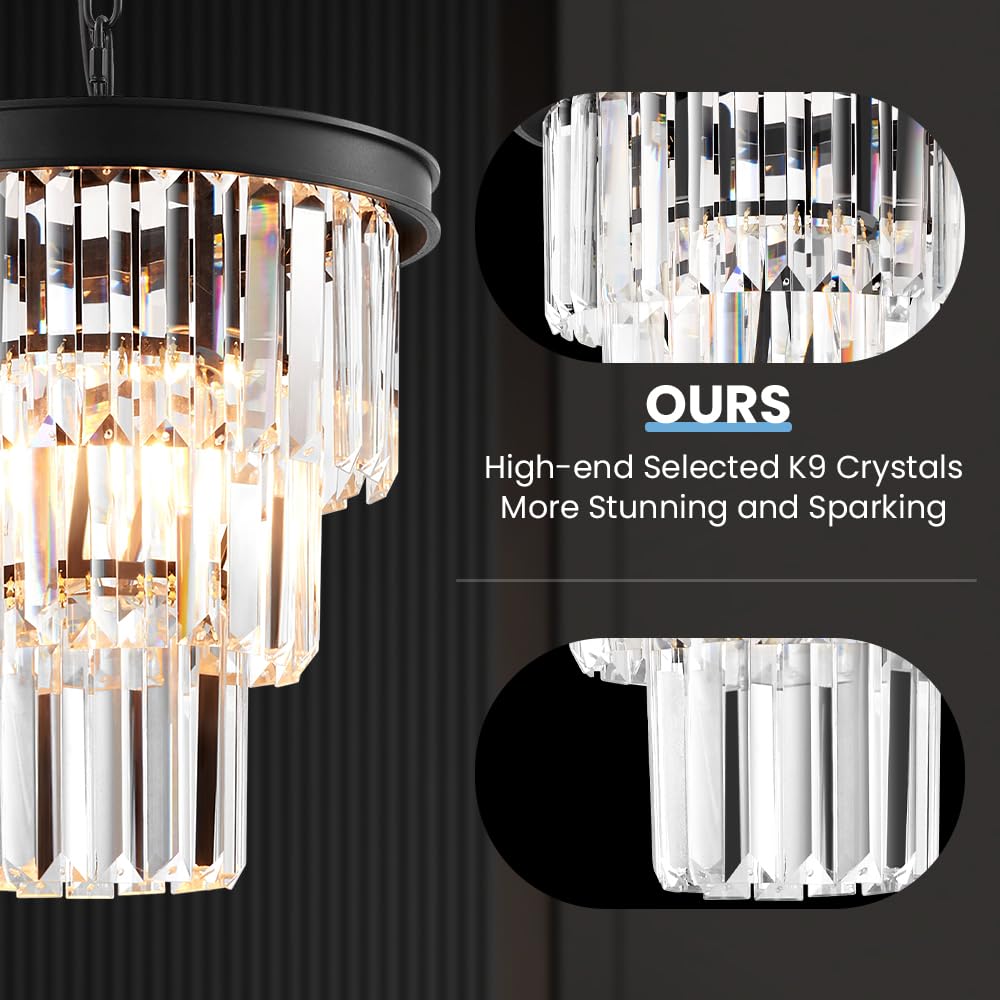 Modern Crystal Gold Pendant Light Fixtures for Kitchen Island Luxury Gold Chandelier Perfect for Dining Room, Bedroom, Kitchen, Living Room