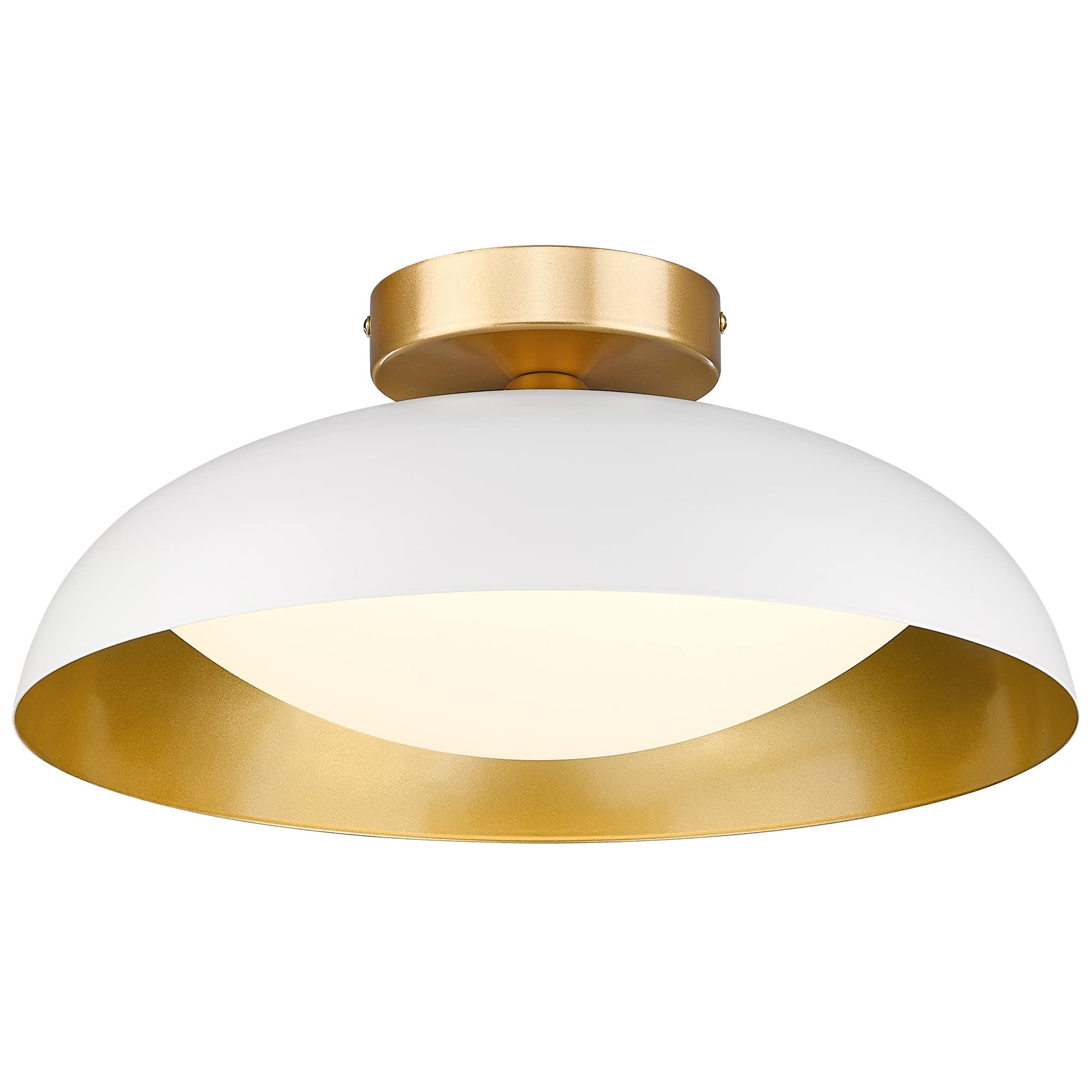 Gold Ceiling Light, 12 Inch LED Semi Flush Mount Ceiling Light Fixture, 12W/700Lm Ceiling Lights for Kitchen, Bathroom, Hallway, 3000K/4000K/6000K Adjustable, KDCL01-GD