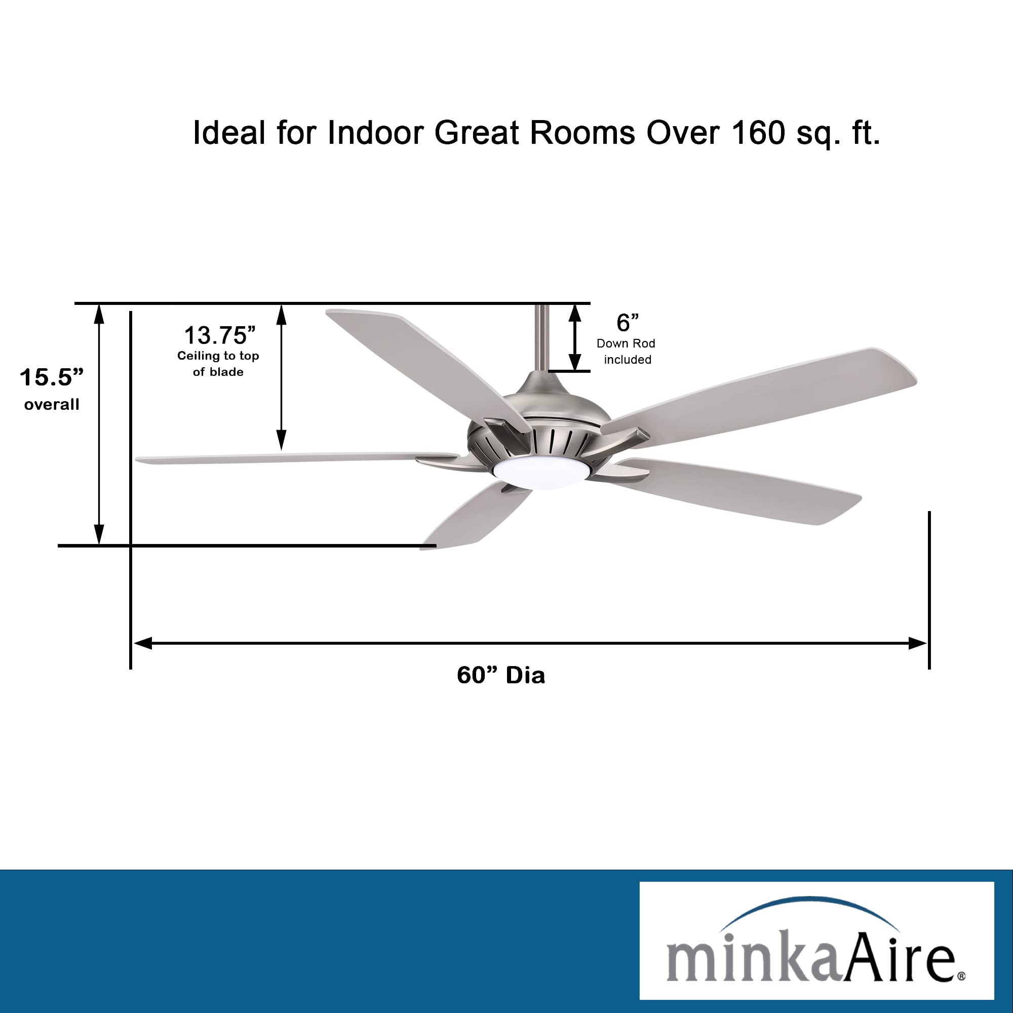 60" Ceiling Fan with LED Light & Remote, Oil Rubbed Bronze