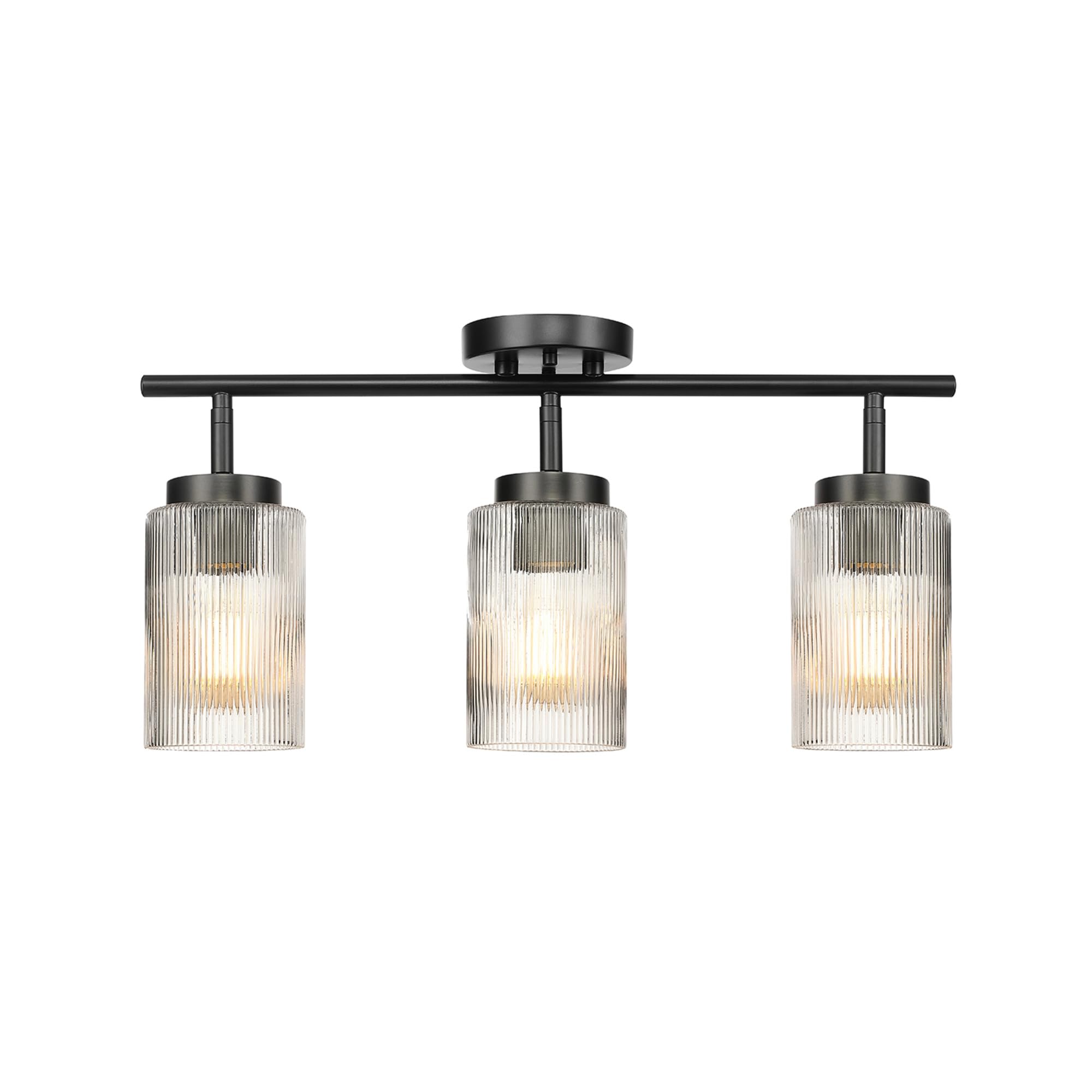 3-Light Track Lighting, Brushed Nickel, Clear Glass Shades, Silver, Bulb Not Included