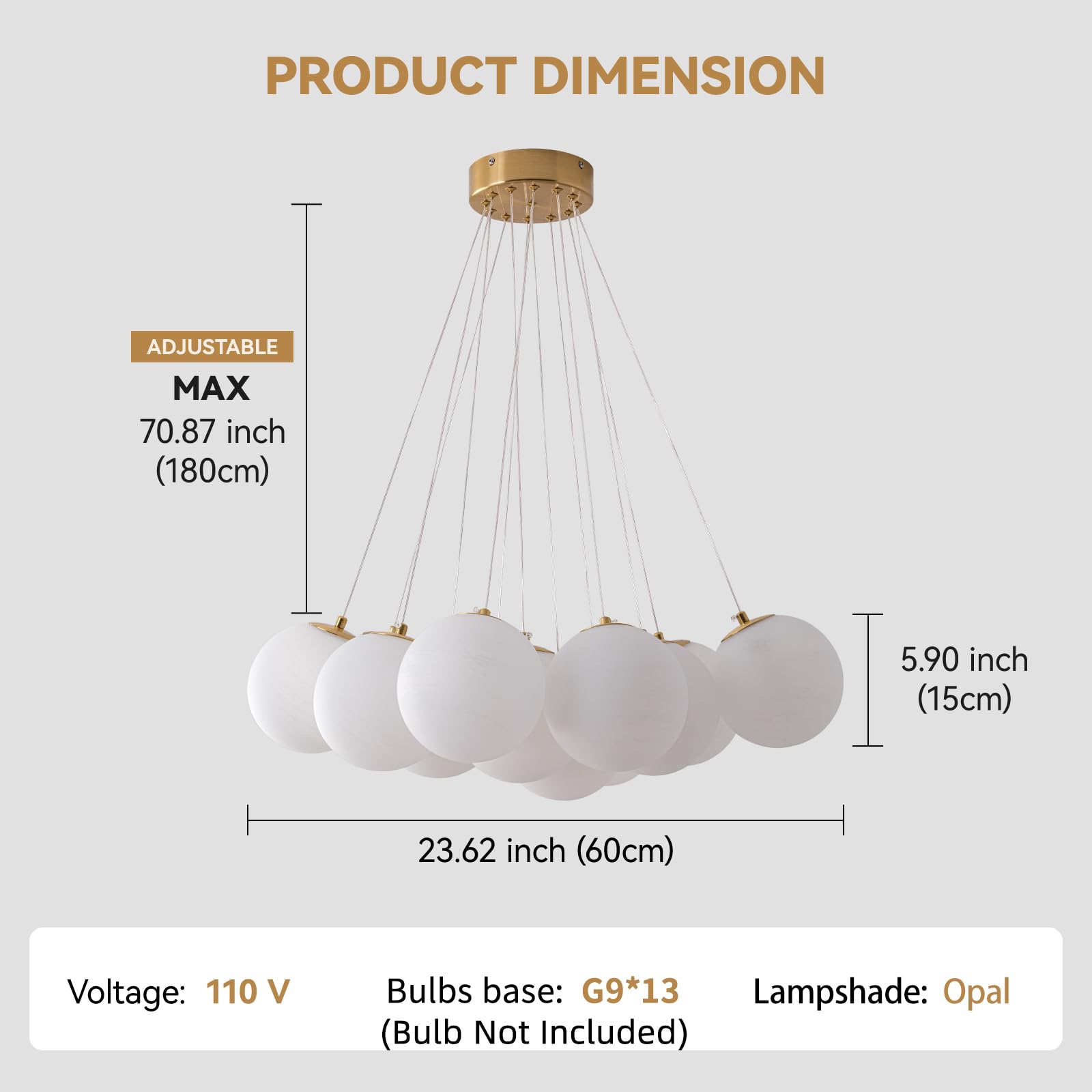 7-Lights Milk Glass Bubble Chandeliers Lighting, Modern Nordic Large Globe Chandelier Mid-Century Ball Pendant Light Fixture for Bedroom, Living Room, Dining Room, Entry, Island