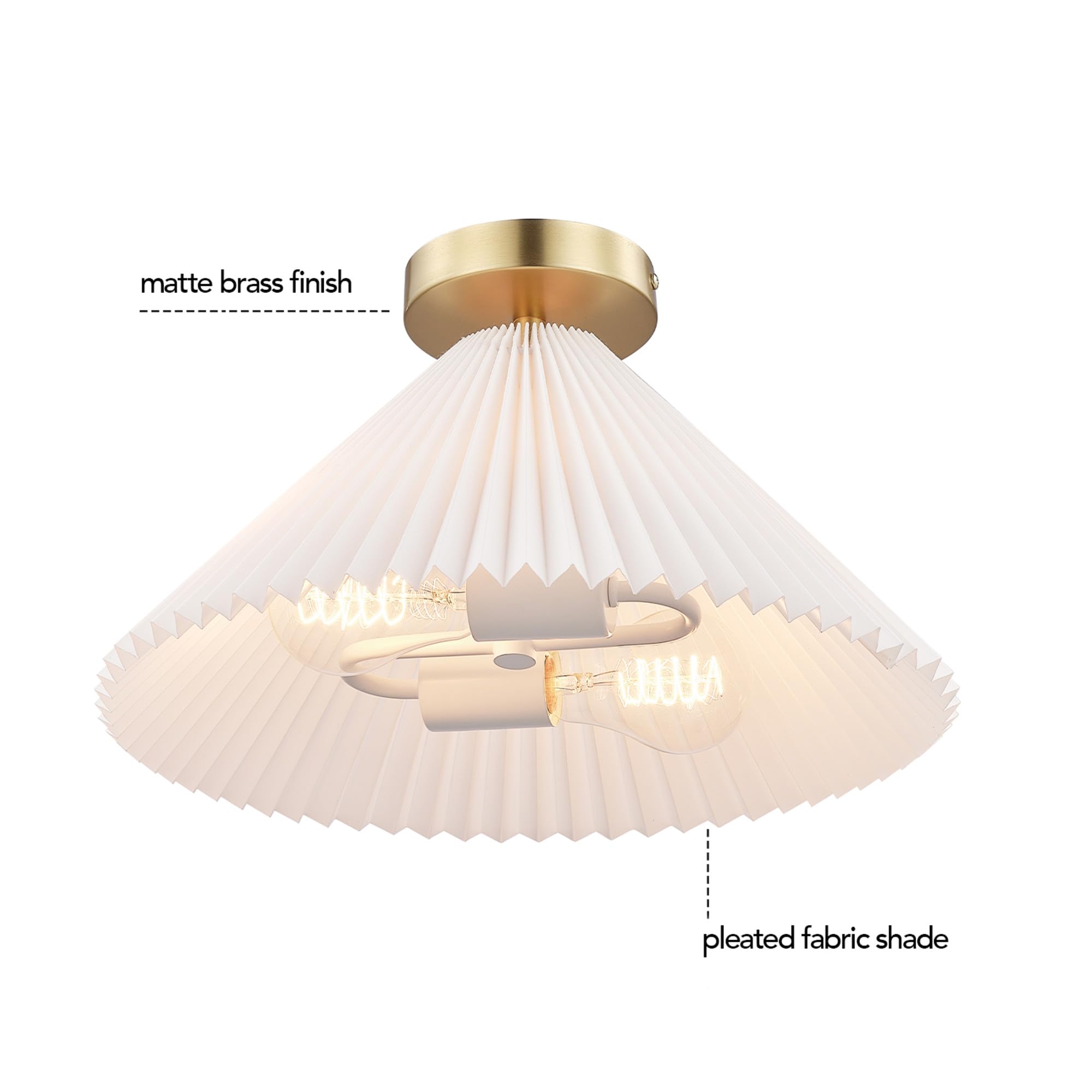 1-Light Semi-Flush Mount Ceiling Light, Matte Black, Matte Brass Accents, Bulb Not Included