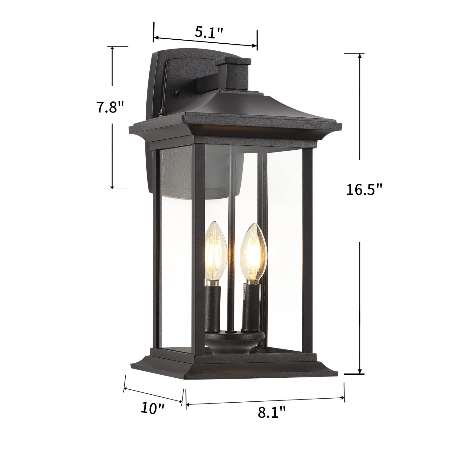 Large Outdoor Pendant Light, 3-Light Outdoor Chandelier, Retro Exterior Hanging Lantern, Hanging Outdoor Light Fixture for Porch, Seeded Glass Sheet with Matte Black Finish