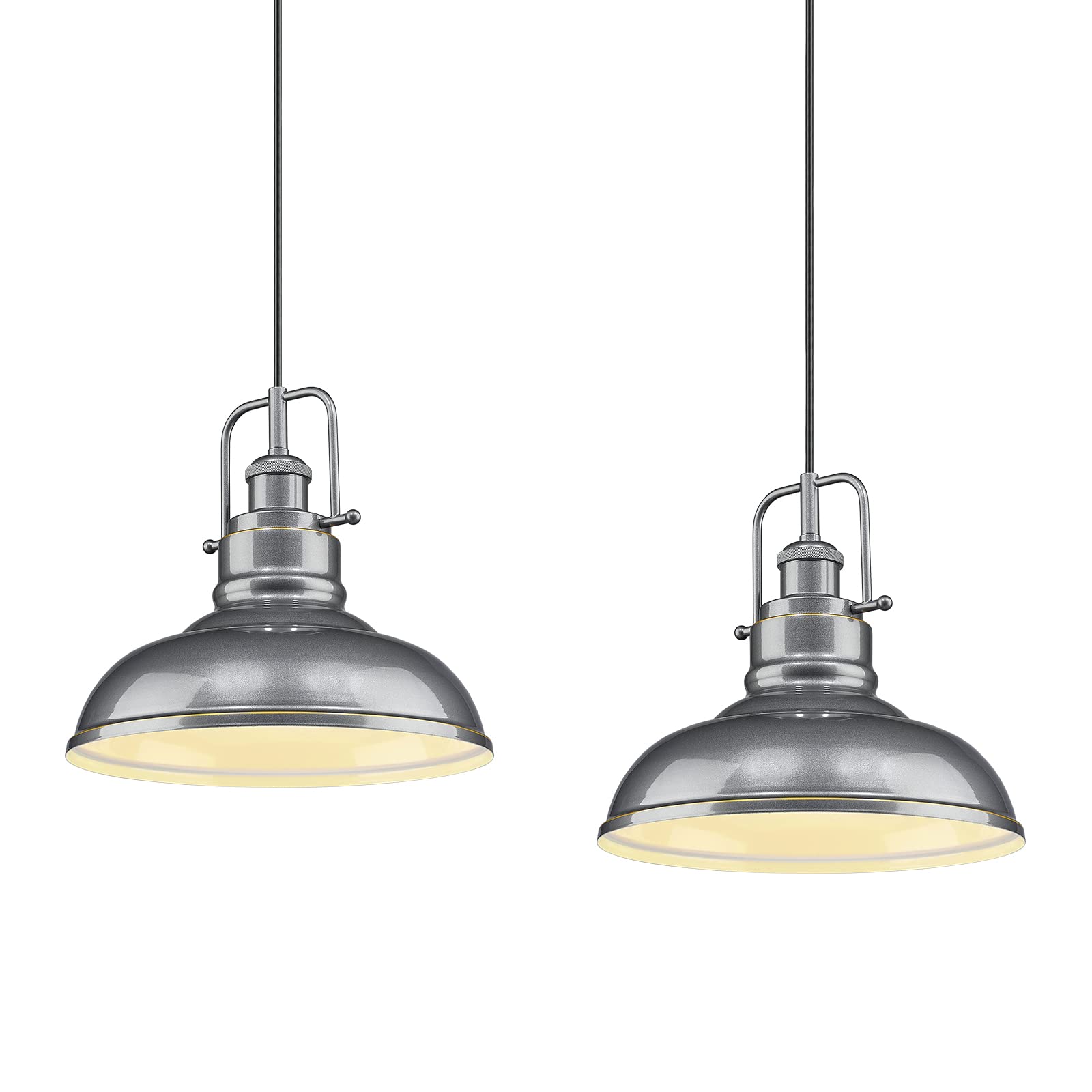 2 Pack Farmhouse Pendant Lights, 11-inch Industrial Ceiling Pendant Light Fixture with Metal Dome Shade, Gold Finish, 016-1-2PK BG